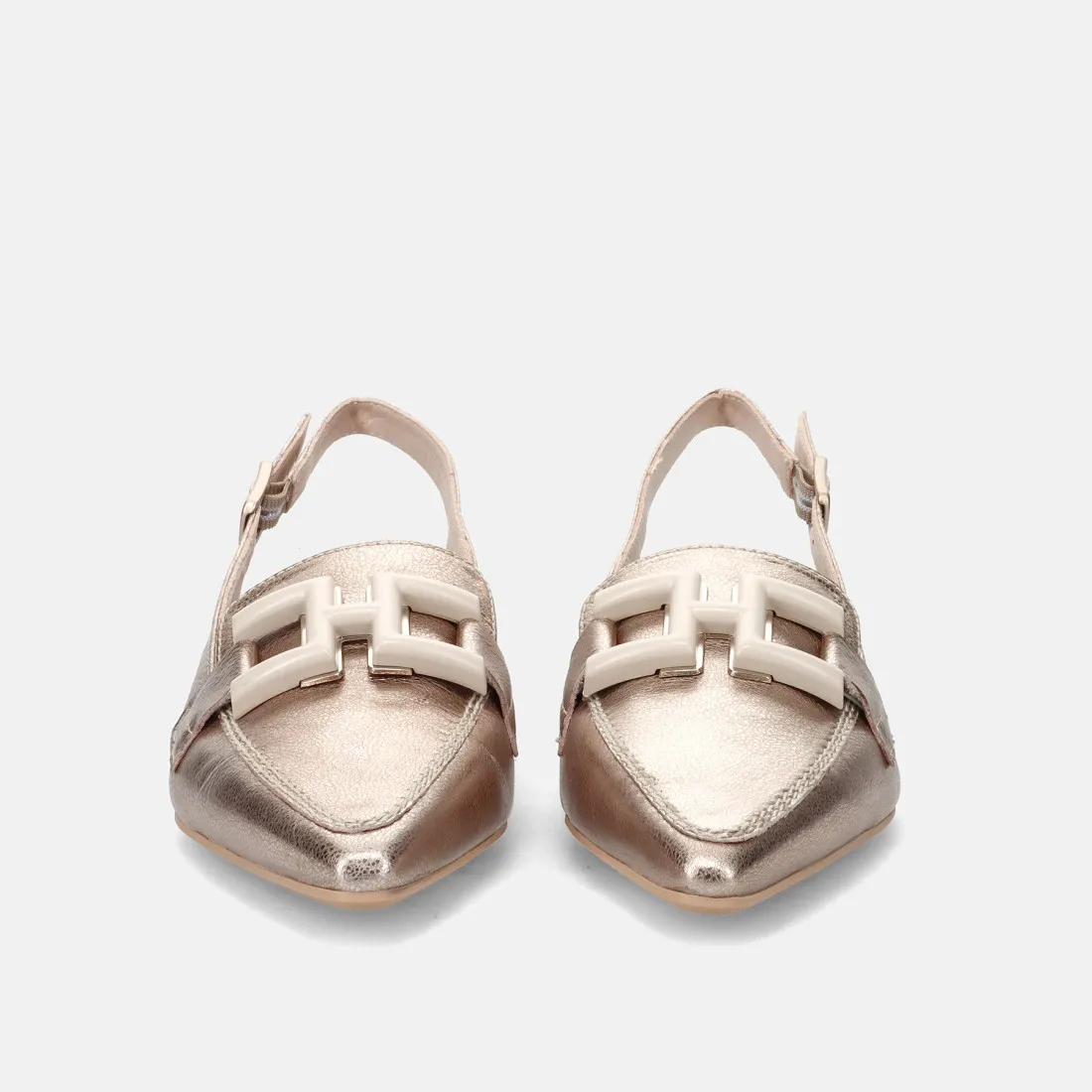 Slingback Hispanitas Dalì in pelle oro antico con morsetto