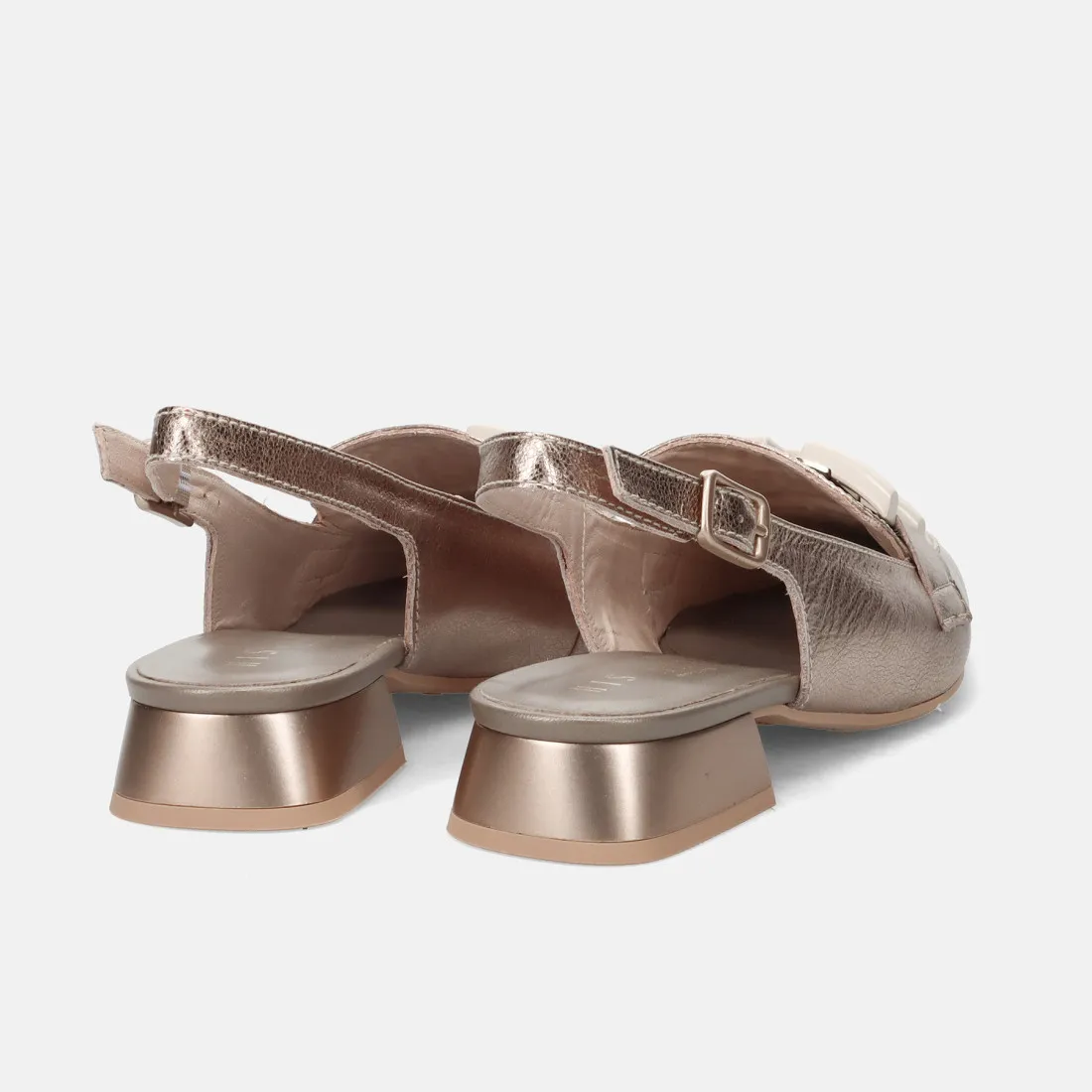 Slingback Hispanitas Dalì in pelle oro antico con morsetto