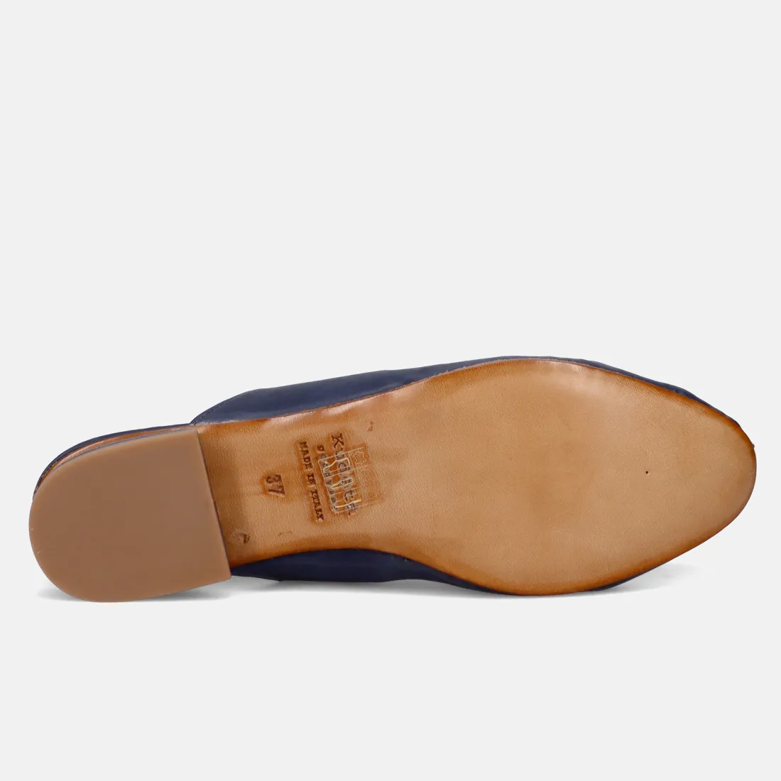 Slingback tacco basso Kudetà in morbida pelle blu oltremare