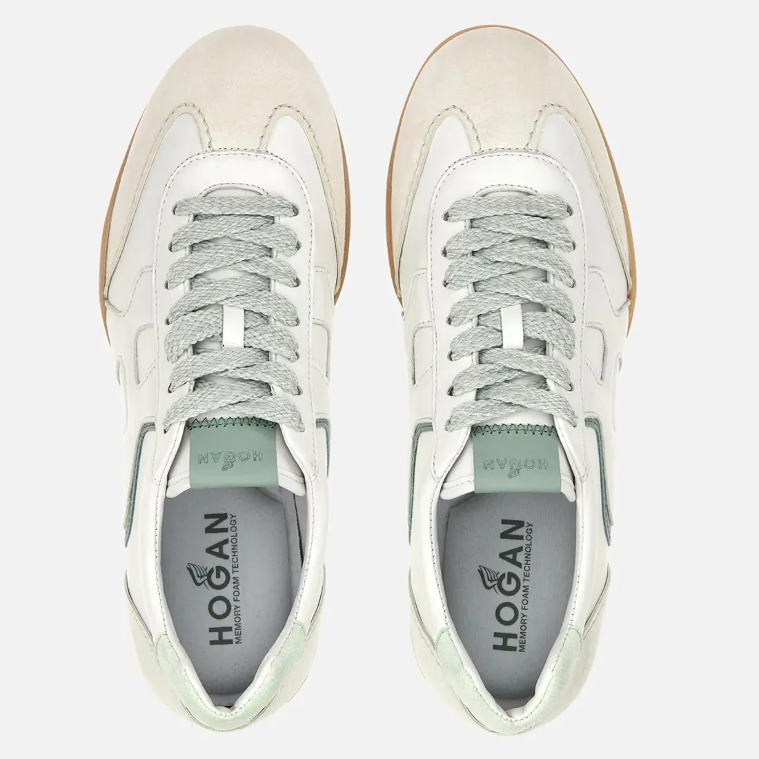 Sneaker da donna Hogan Olympia-Z bianco e verde acqua