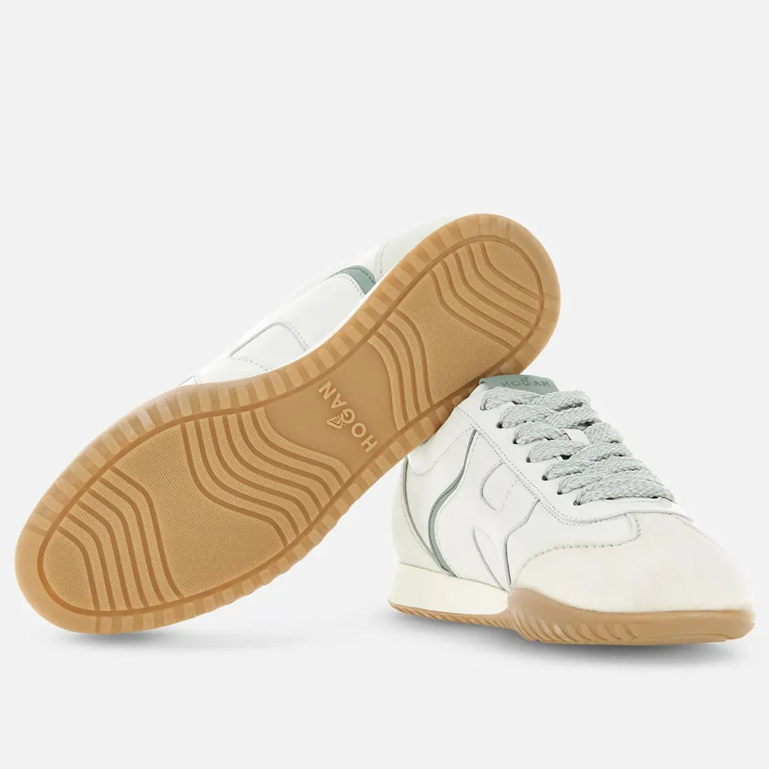 Sneaker da donna Hogan Olympia-Z bianco e verde acqua