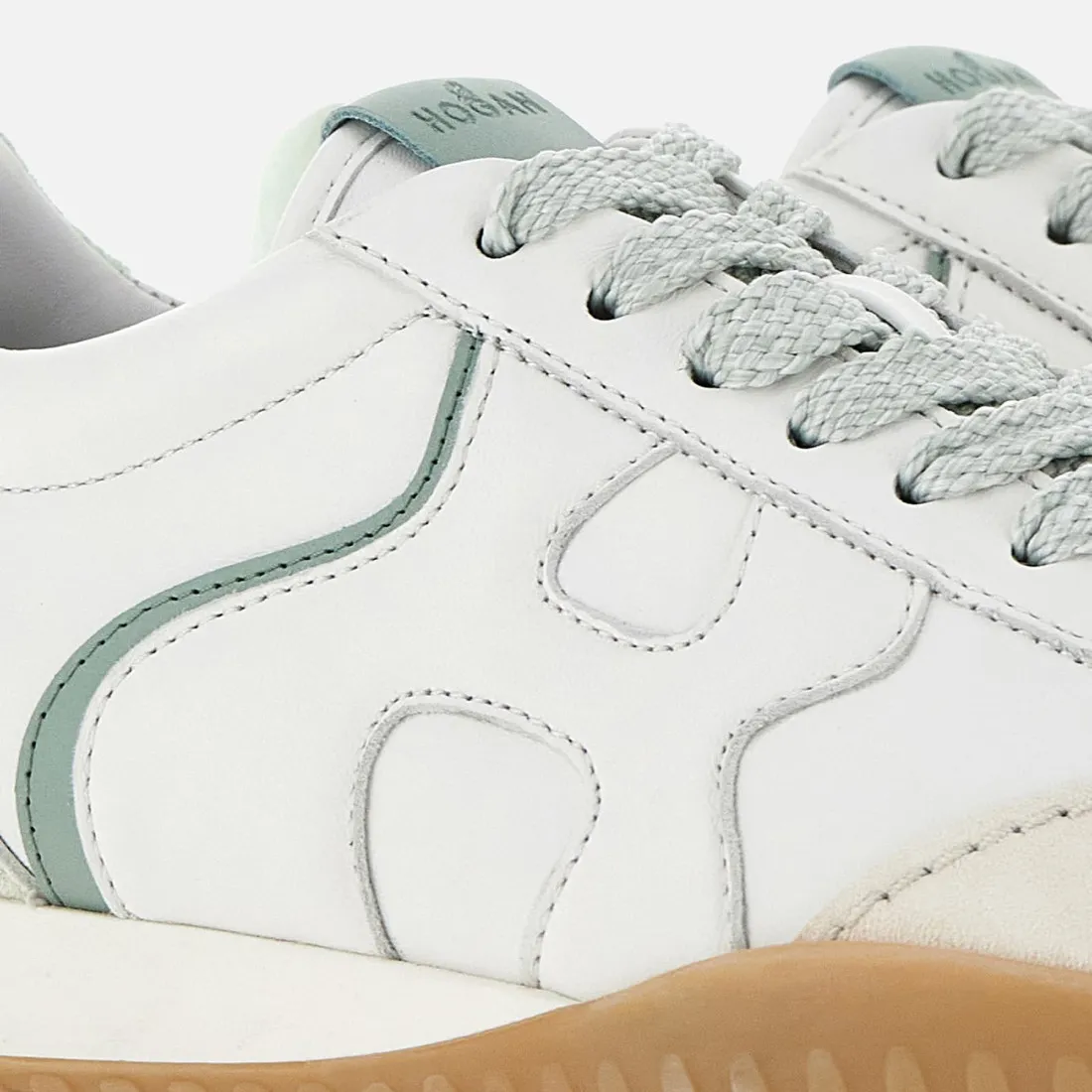 Sneaker da donna Hogan Olympia-Z bianco e verde acqua