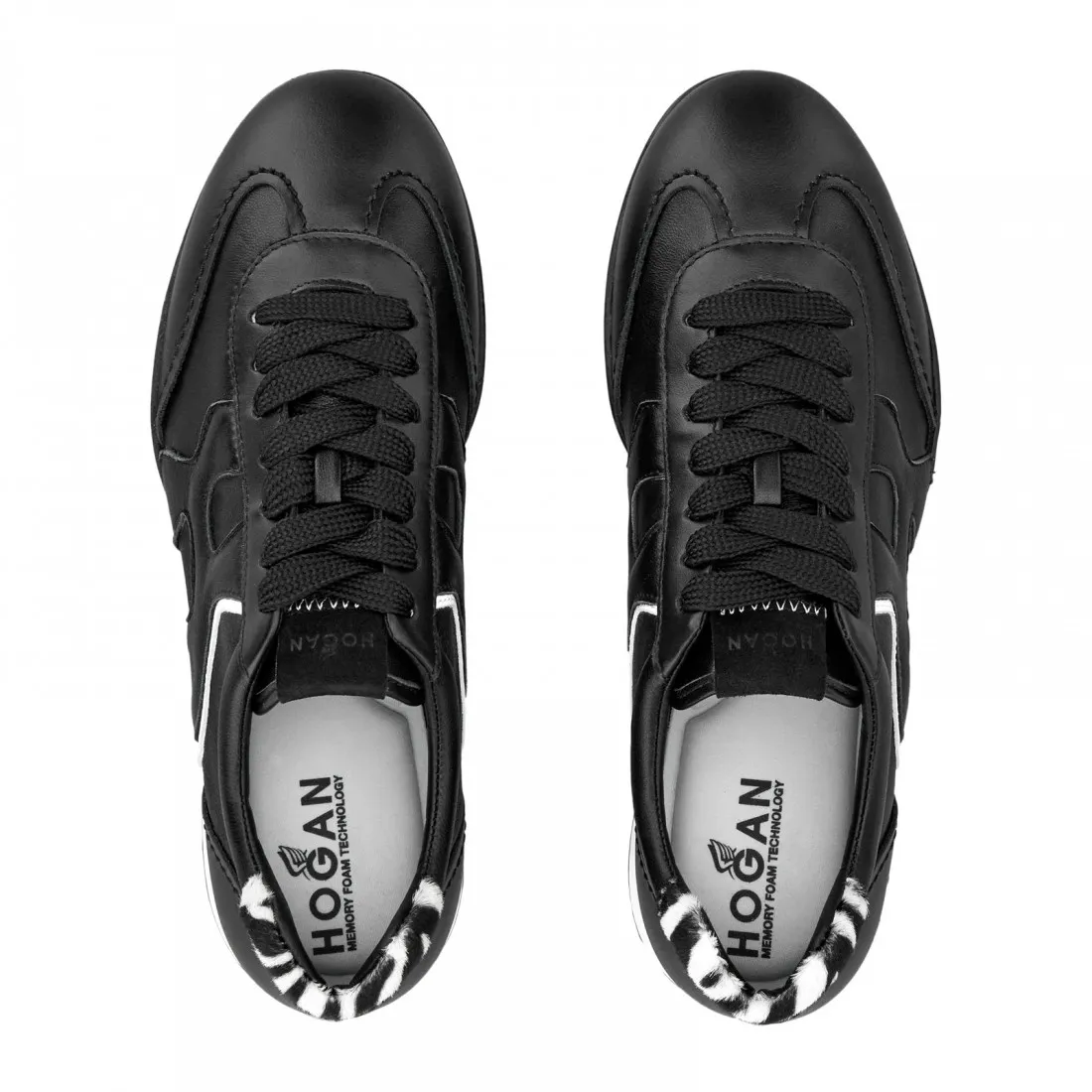 Sneakers donna Hogan Olympia-Z nera con cavallino zebrato