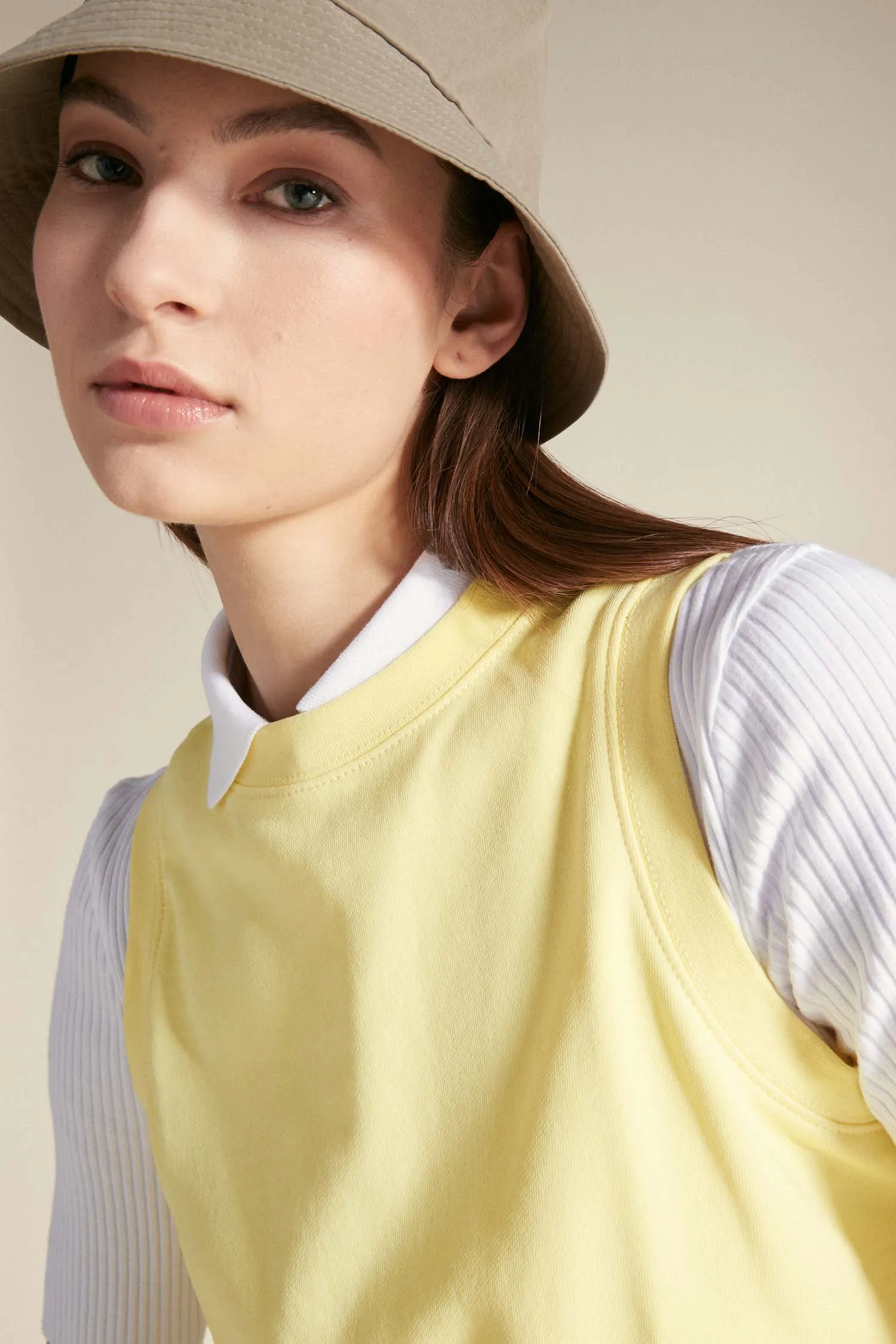 SOLE –  Crop top giallo pastello in cotone