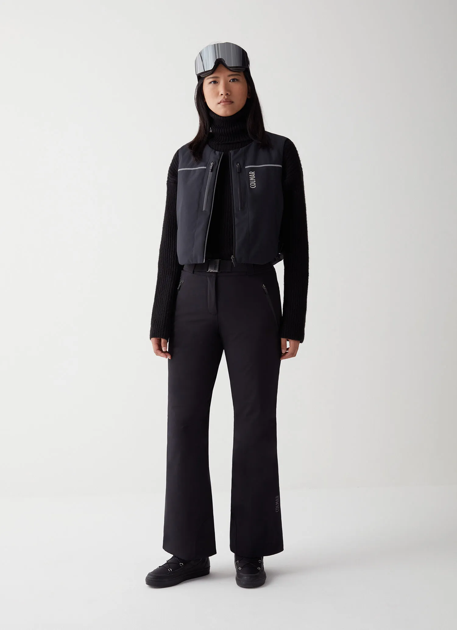 Solid-colour padded ski trousers