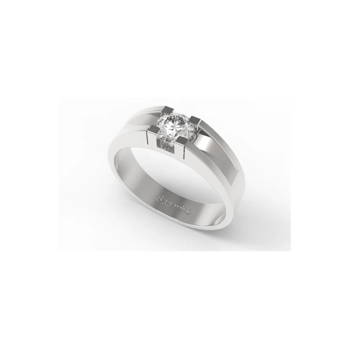 Solitario Matrimonio oro bianco diamante 0.50 carati certificato SG61066