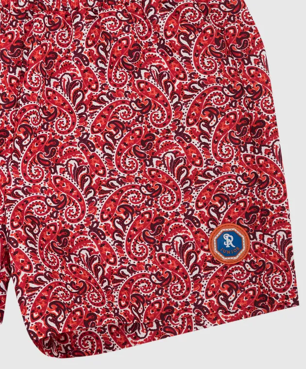 Stefano Ricci Shorts da bagno per bambini in fantasia bordeaux YUB7200020B2330J