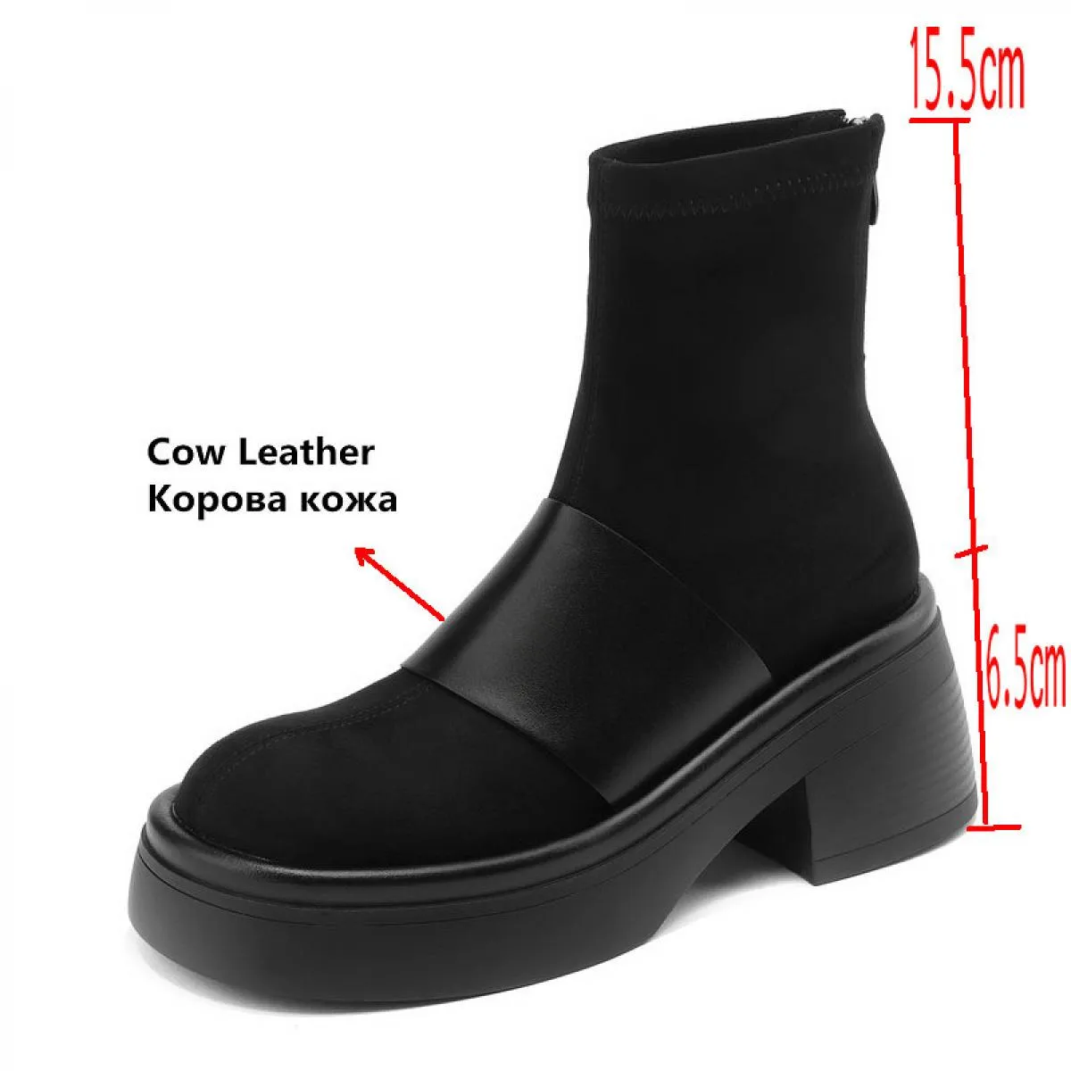 Stivaletti da donna per il tempo libero Autunno Inverno Piattaforme Stivaletti basic in vera pelle con punta tonda Scarpe da don