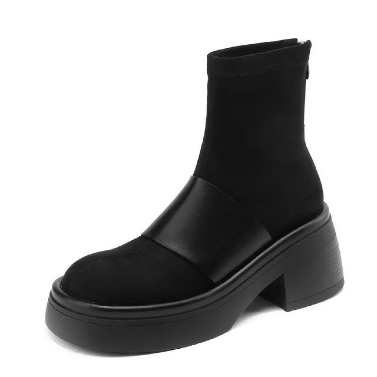 Stivaletti da donna per il tempo libero Autunno Inverno Piattaforme Stivaletti basic in vera pelle con punta tonda Scarpe da don