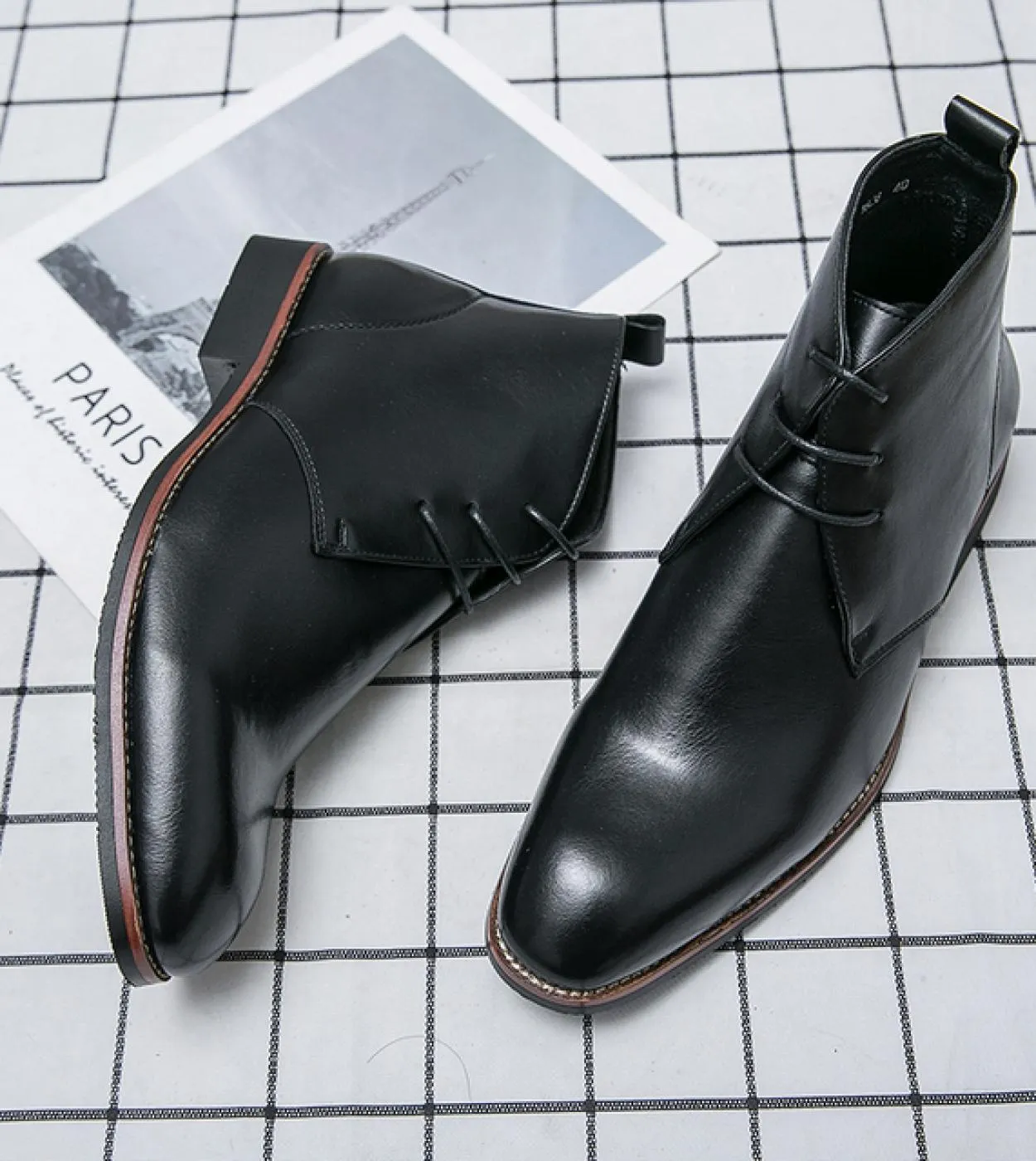 Stivaletti da uomo con lacci marroni Stivaletti da uomo con punta quadrata per uomo con spedizione gratuita Botas De Trabajo Hom