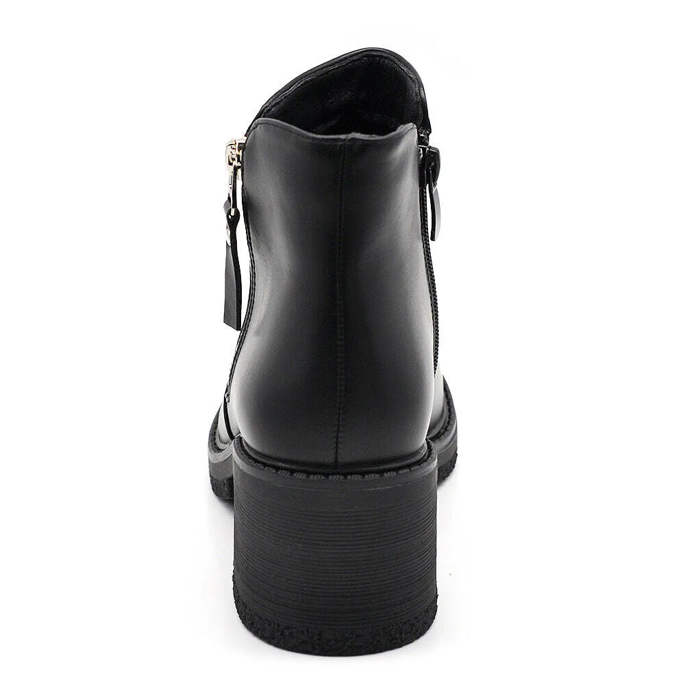 Stivaletti Tronchetti Da Donna Tacco Medio Cavilgia Platform Cerniera 2208