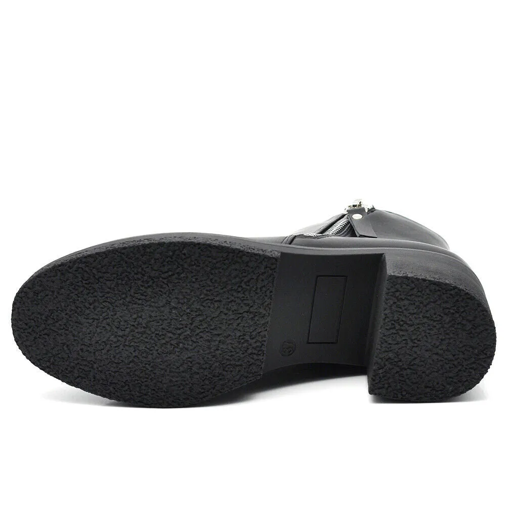 Stivaletti Tronchetti Da Donna Tacco Medio Cavilgia Platform Cerniera 2208