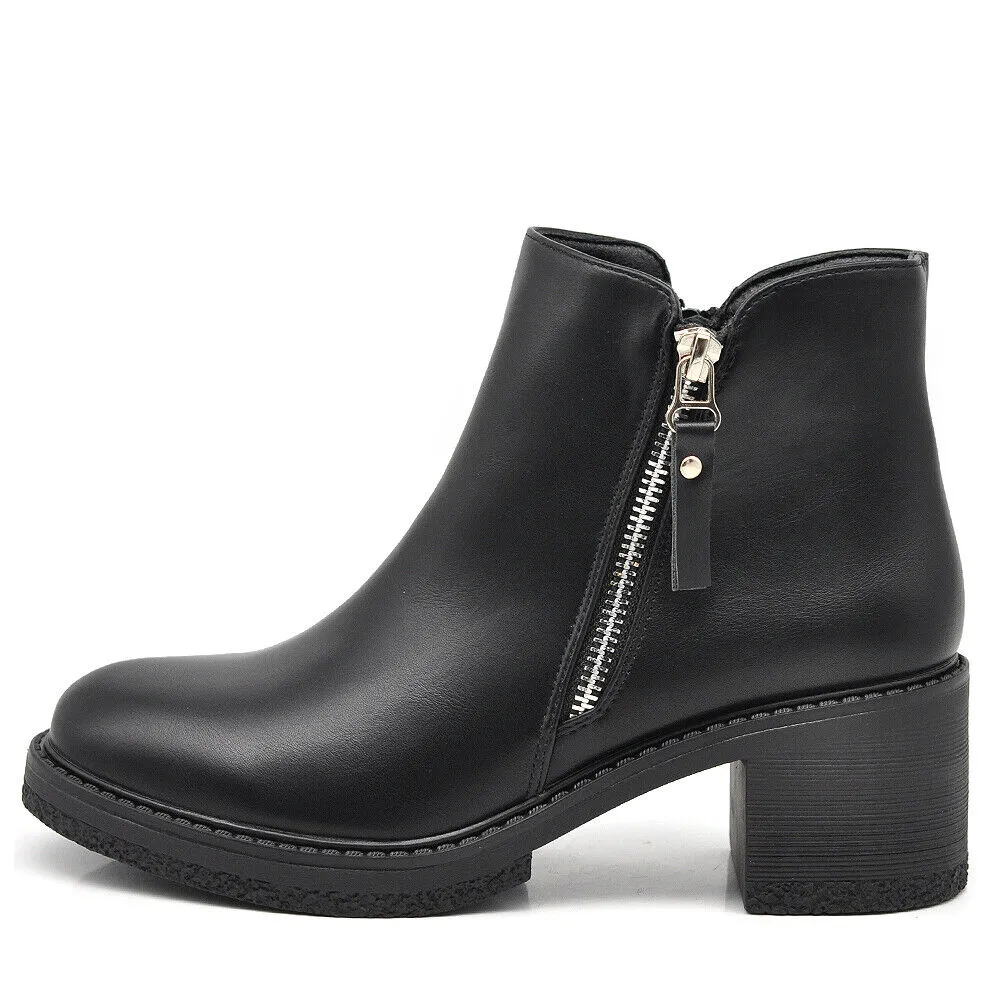 Stivaletti Tronchetti Da Donna Tacco Medio Cavilgia Platform Cerniera 2208
