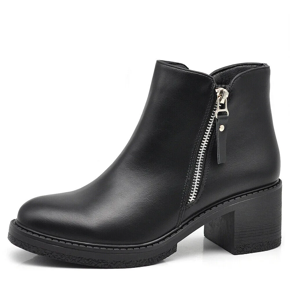 Stivaletti Tronchetti Da Donna Tacco Medio Cavilgia Platform Cerniera 2208