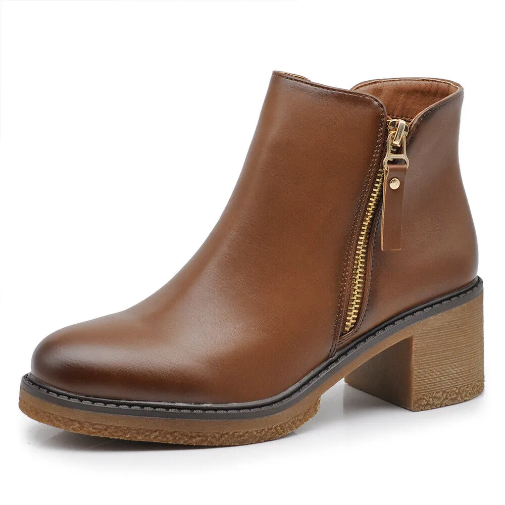 Stivaletti Tronchetti Da Donna Tacco Medio Cavilgia Platform Cerniera 2208