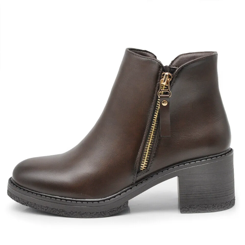 Stivaletti Tronchetti Da Donna Tacco Medio Cavilgia Platform Cerniera 2208