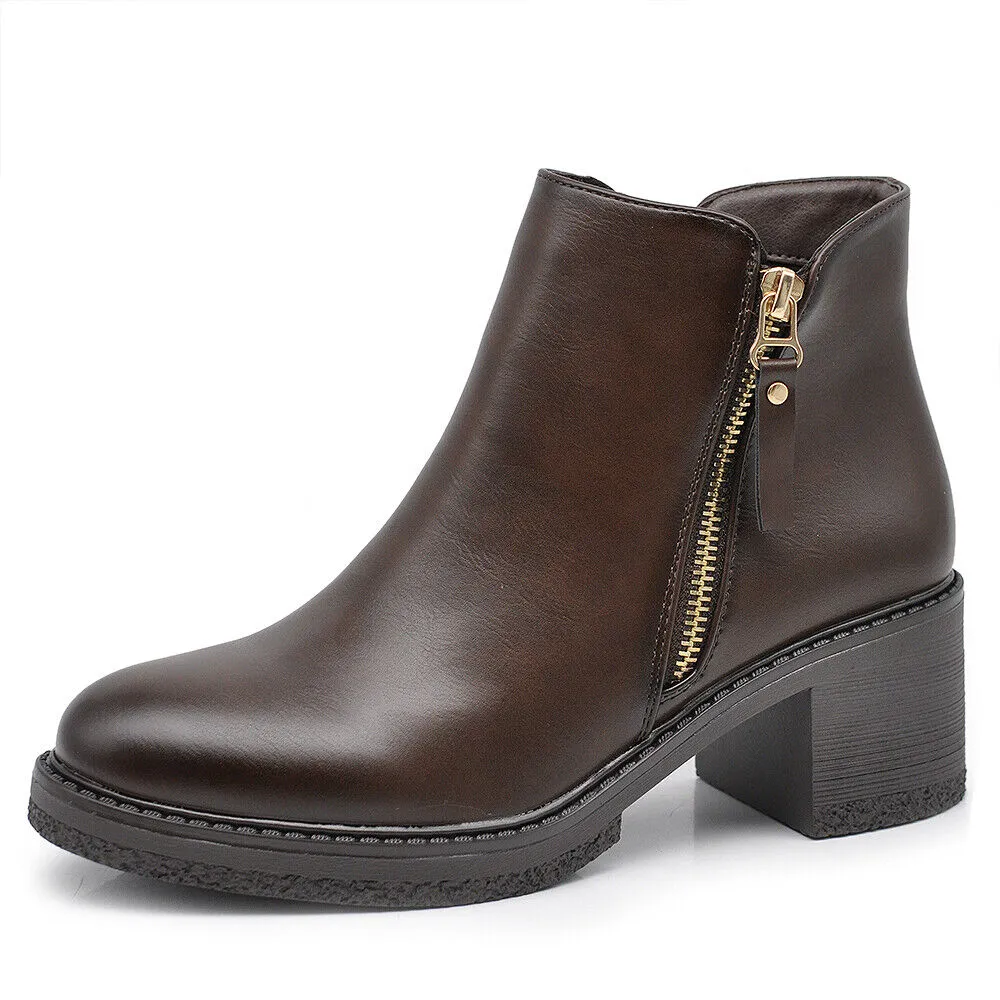 Stivaletti Tronchetti Da Donna Tacco Medio Cavilgia Platform Cerniera 2208