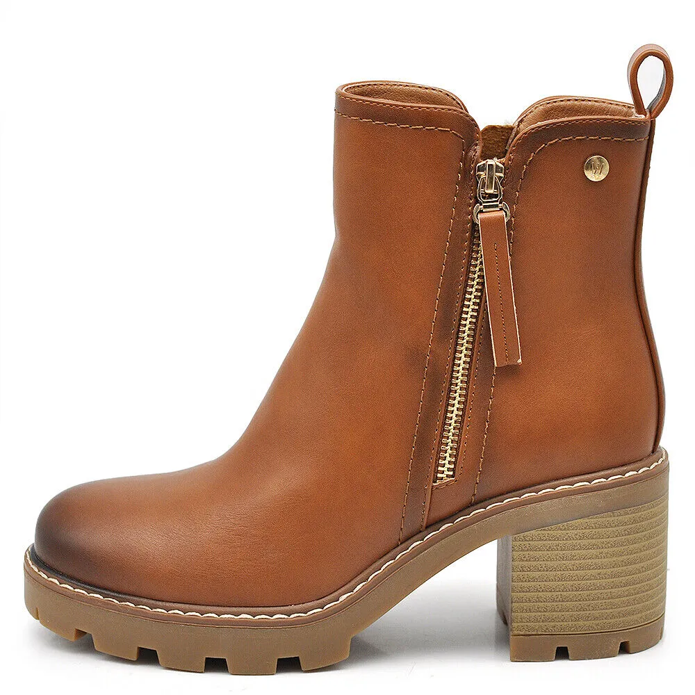 Stivaletti Tronchetti Da Donna Tacco Medio Cavilgia Platform Cerniera 6649