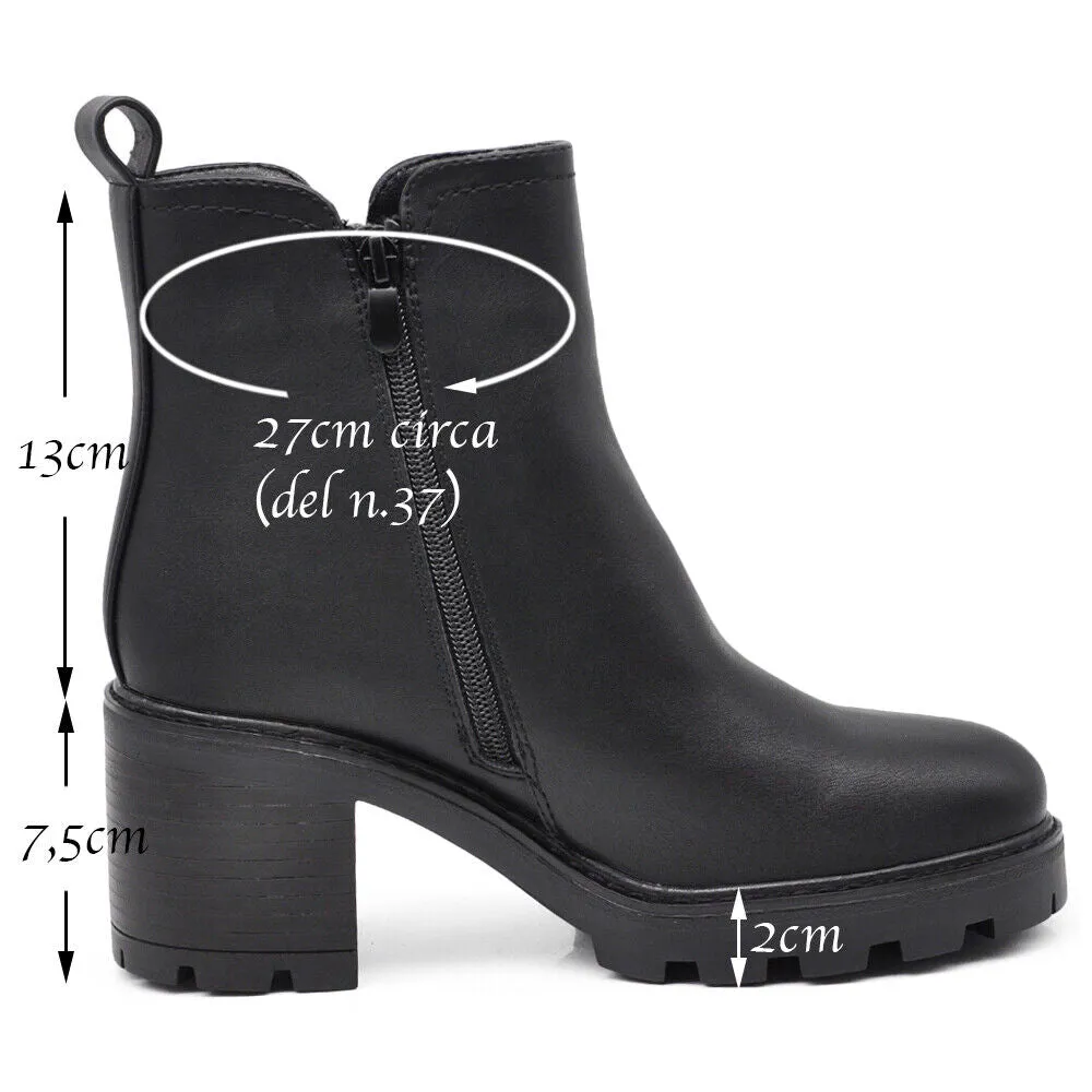 Stivaletti Tronchetti Da Donna Tacco Medio Cavilgia Platform Cerniera 6649