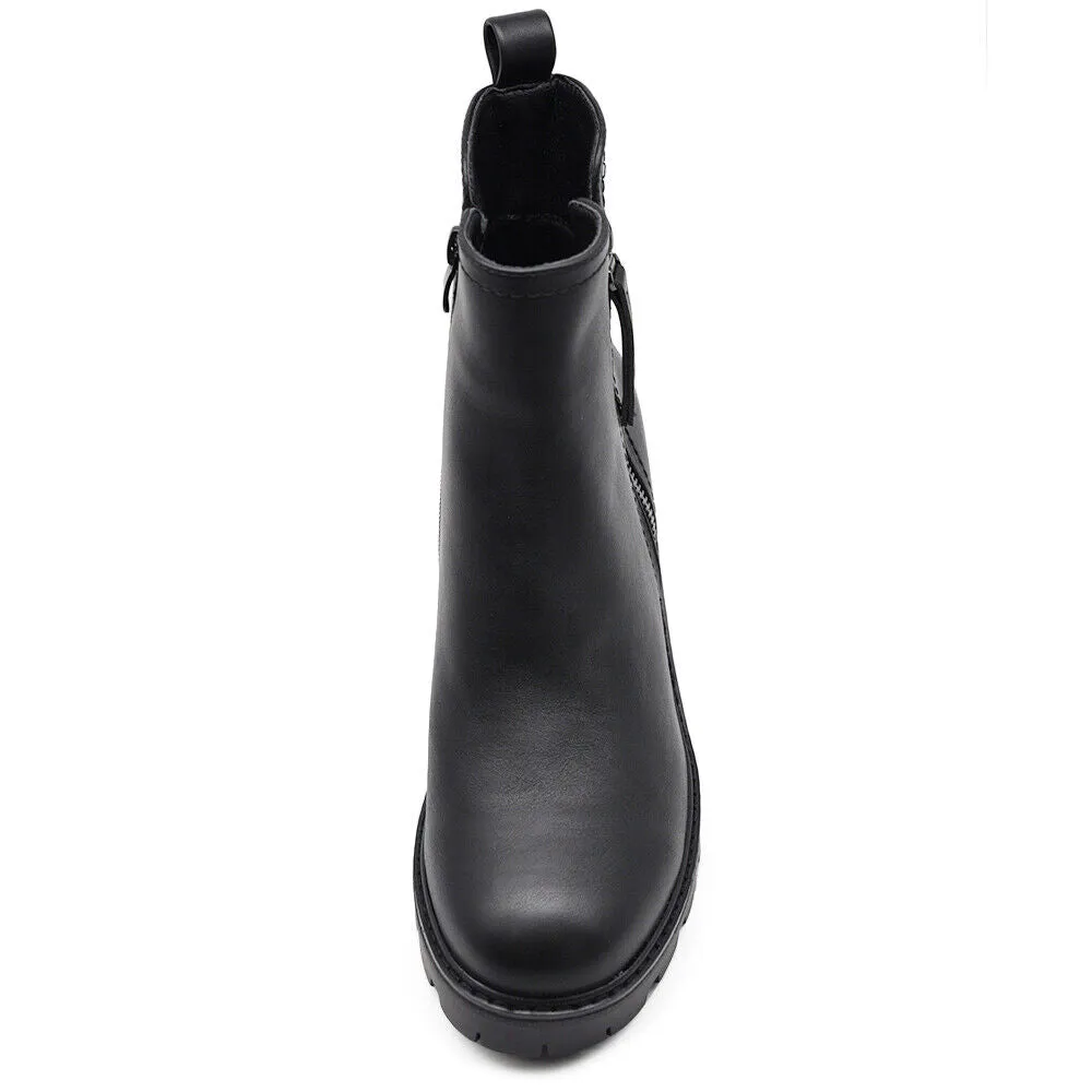 Stivaletti Tronchetti Da Donna Tacco Medio Cavilgia Platform Cerniera 6649