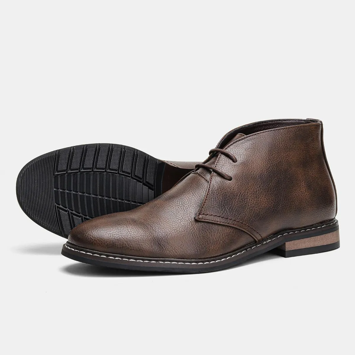 Stivali Chukka / Turf in pelle retrò classici da uomo Stivaletti alla moda da uomo Stivaletti corti con lacci da uomo Scarpe alt