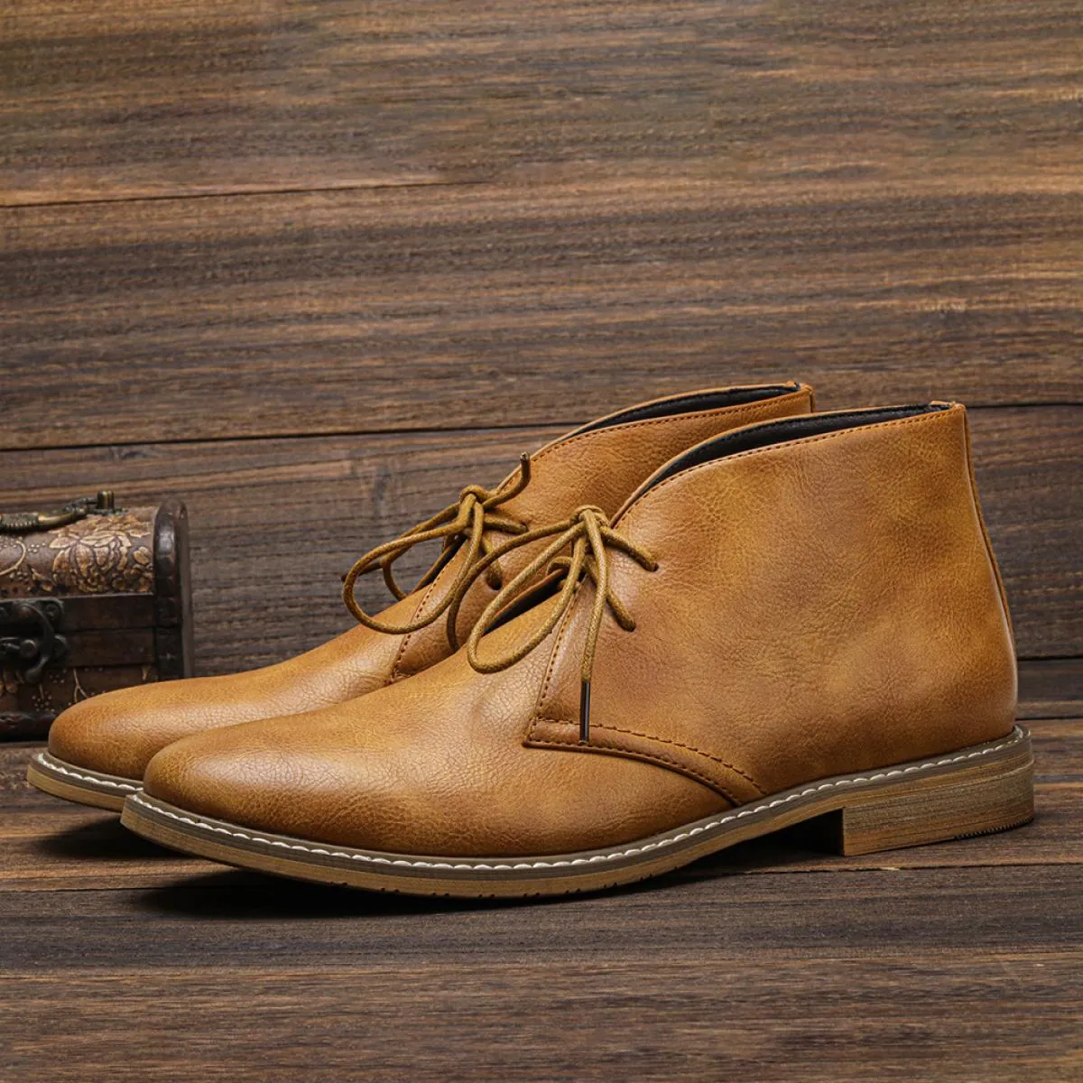 Stivali Chukka / Turf in pelle retrò classici da uomo Stivaletti alla moda da uomo Stivaletti corti con lacci da uomo Scarpe alt