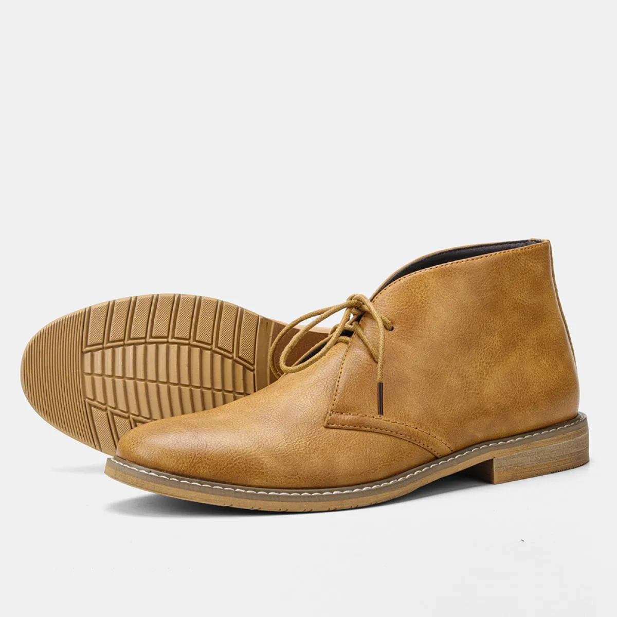 Stivali Chukka / Turf in pelle retrò classici da uomo Stivaletti alla moda da uomo Stivaletti corti con lacci da uomo Scarpe alt