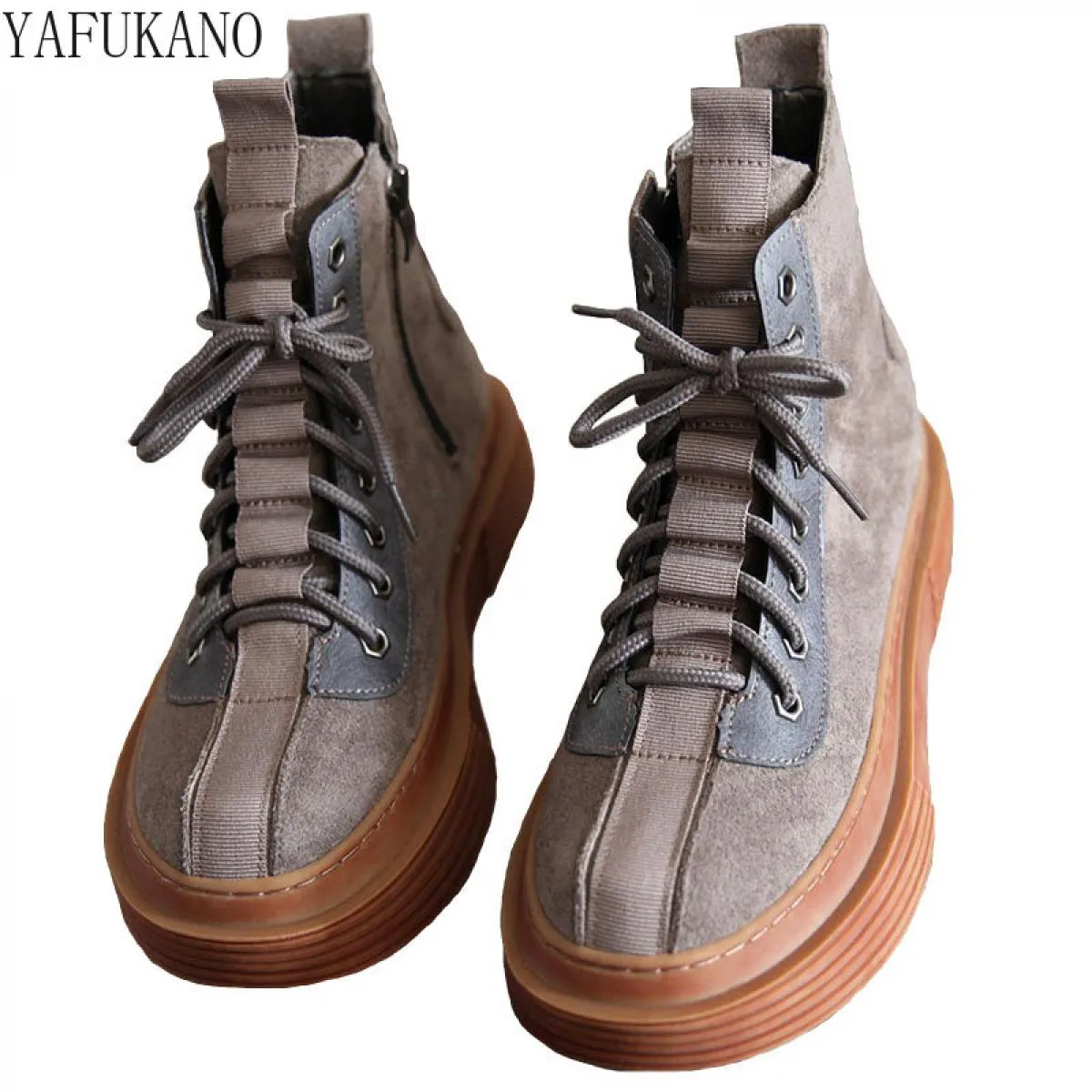 Stivali da donna Europa America con suola spessa Mori Stivaletti casual retrò letterari Stivaletti da donna con lacci in pelle s