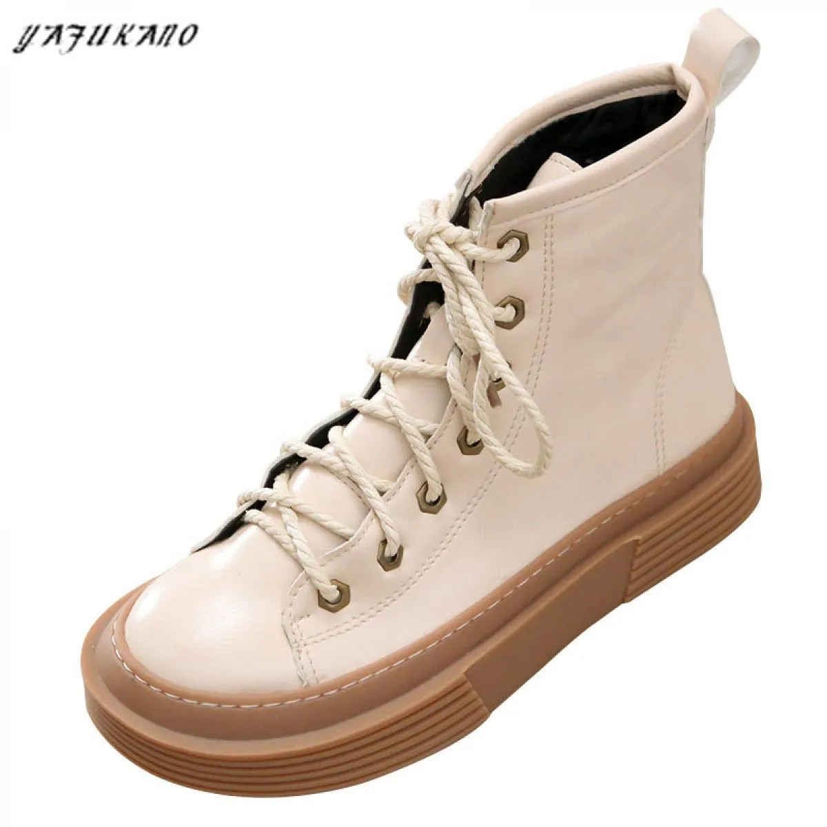 Stivali da donna retrò letterari Mori Girl Stivaletti con lacci alti con suola spessa Stivaletti da donna comodi cuciti a mano c