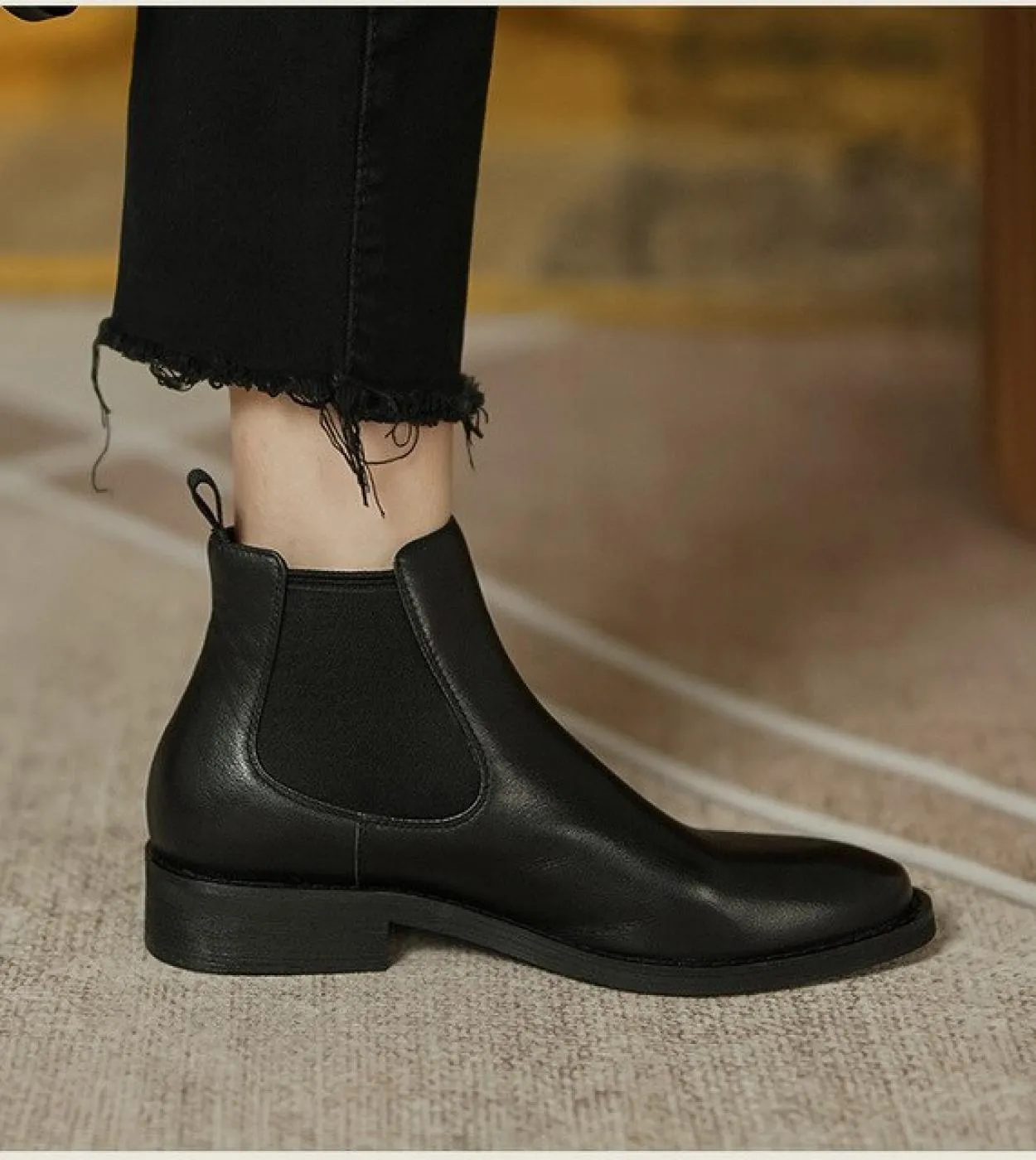 Stivali da donna Stivaletti con tacco basso e grosso Stivaletti da donna con fascia elastica con punta a punta Scava fuori scarp