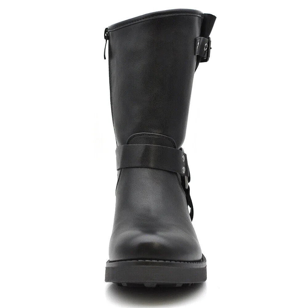 Stivali Stivaletti Biker Anfibi Motociclista Fibbie Cinghie Da Donna RQ65