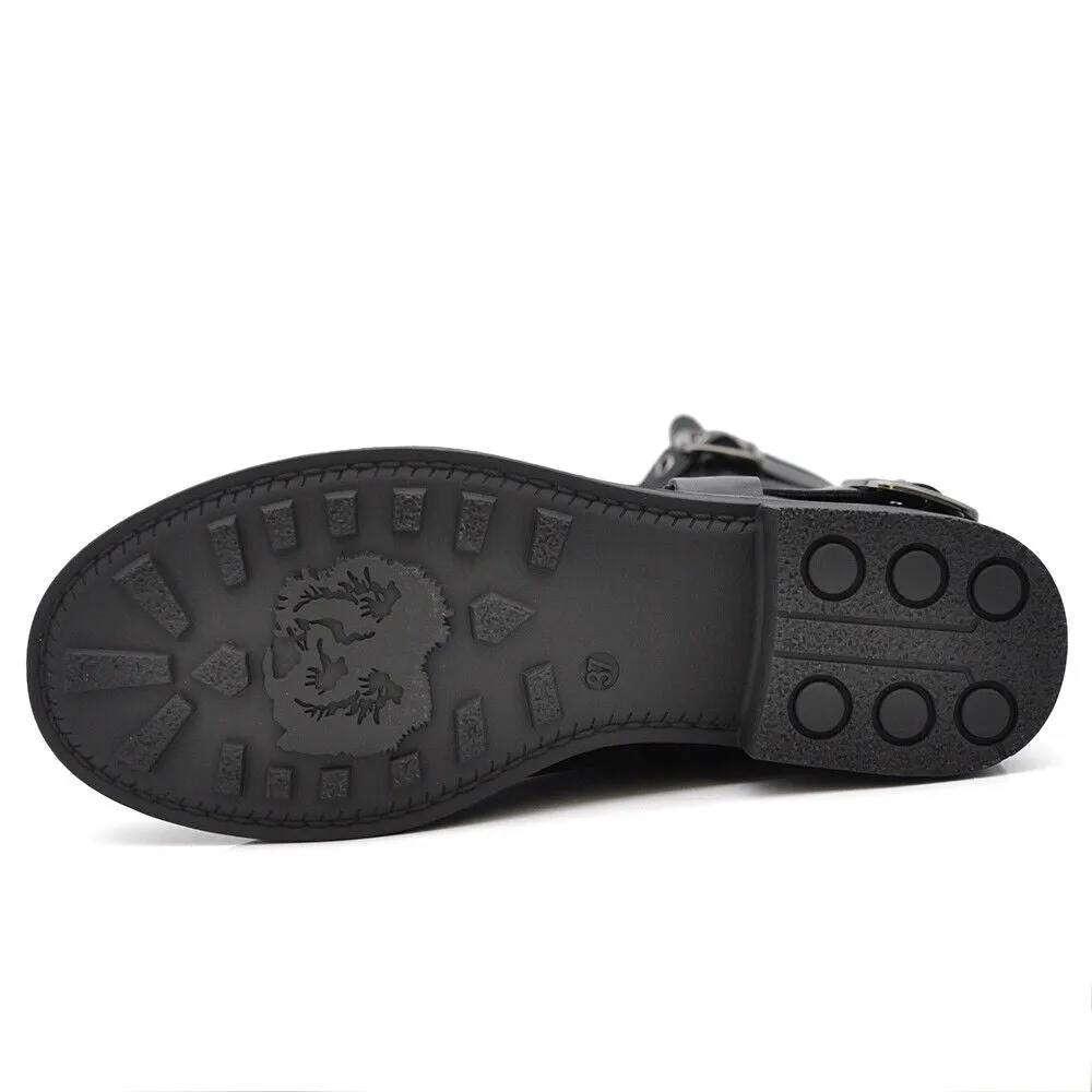 Stivali Stivaletti Biker Anfibi Motociclista Fibbie Cinghie Da Donna RQ65