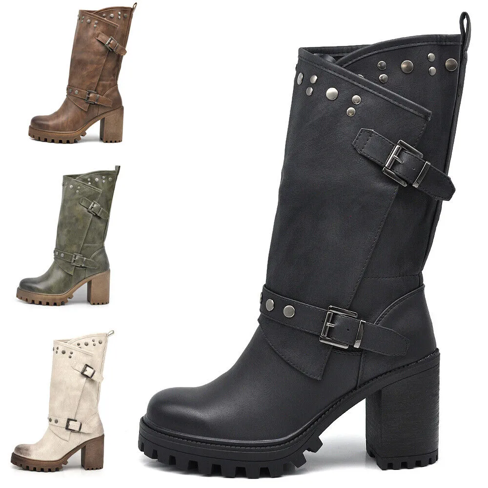 Stivali Stivaletti Tronchetti Primaverili Da Donna Tacco Plateau Platform G673