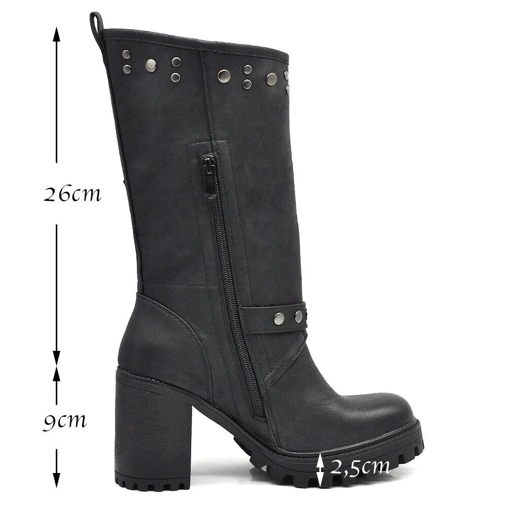Stivali Stivaletti Tronchetti Primaverili Da Donna Tacco Plateau Platform G673