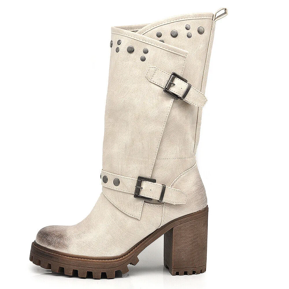 Stivali Stivaletti Tronchetti Primaverili Da Donna Tacco Plateau Platform G673