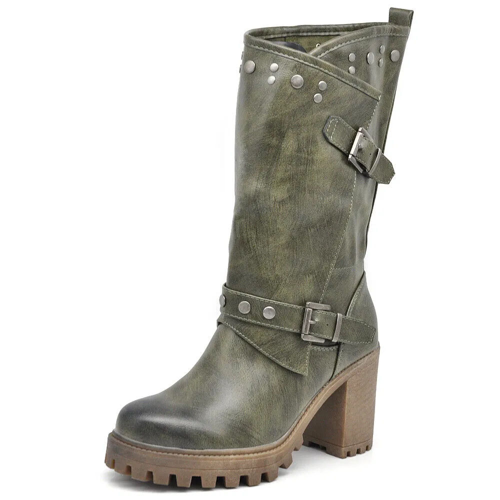 Stivali Stivaletti Tronchetti Primaverili Da Donna Tacco Plateau Platform G673