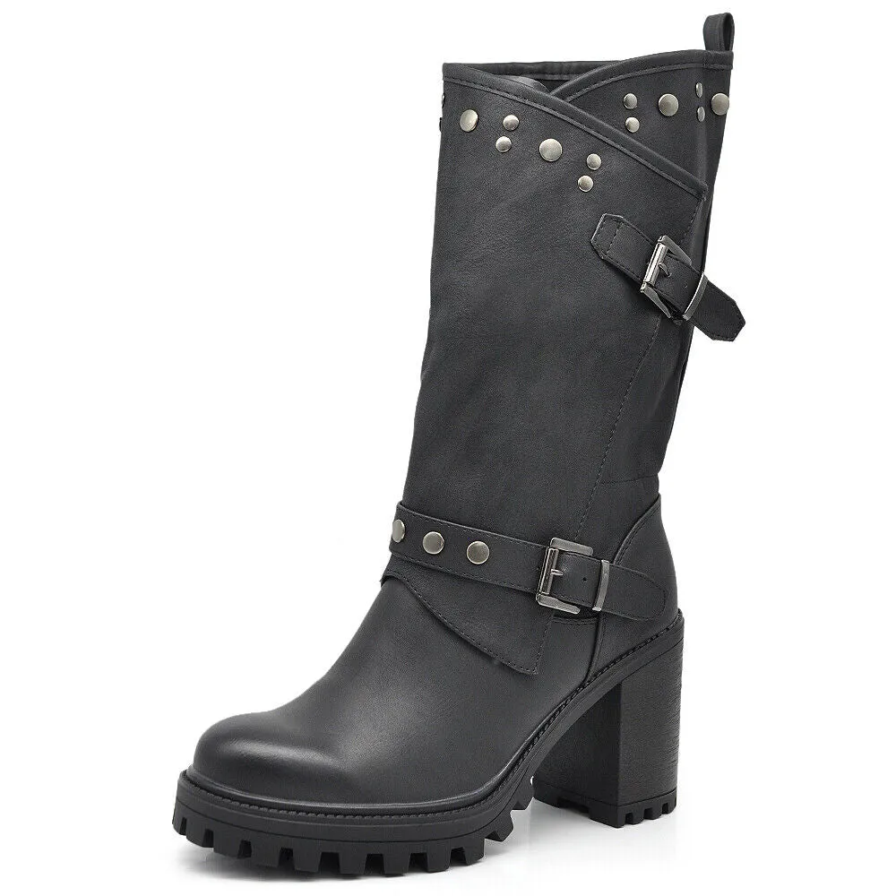 Stivali Stivaletti Tronchetti Primaverili Da Donna Tacco Plateau Platform G673