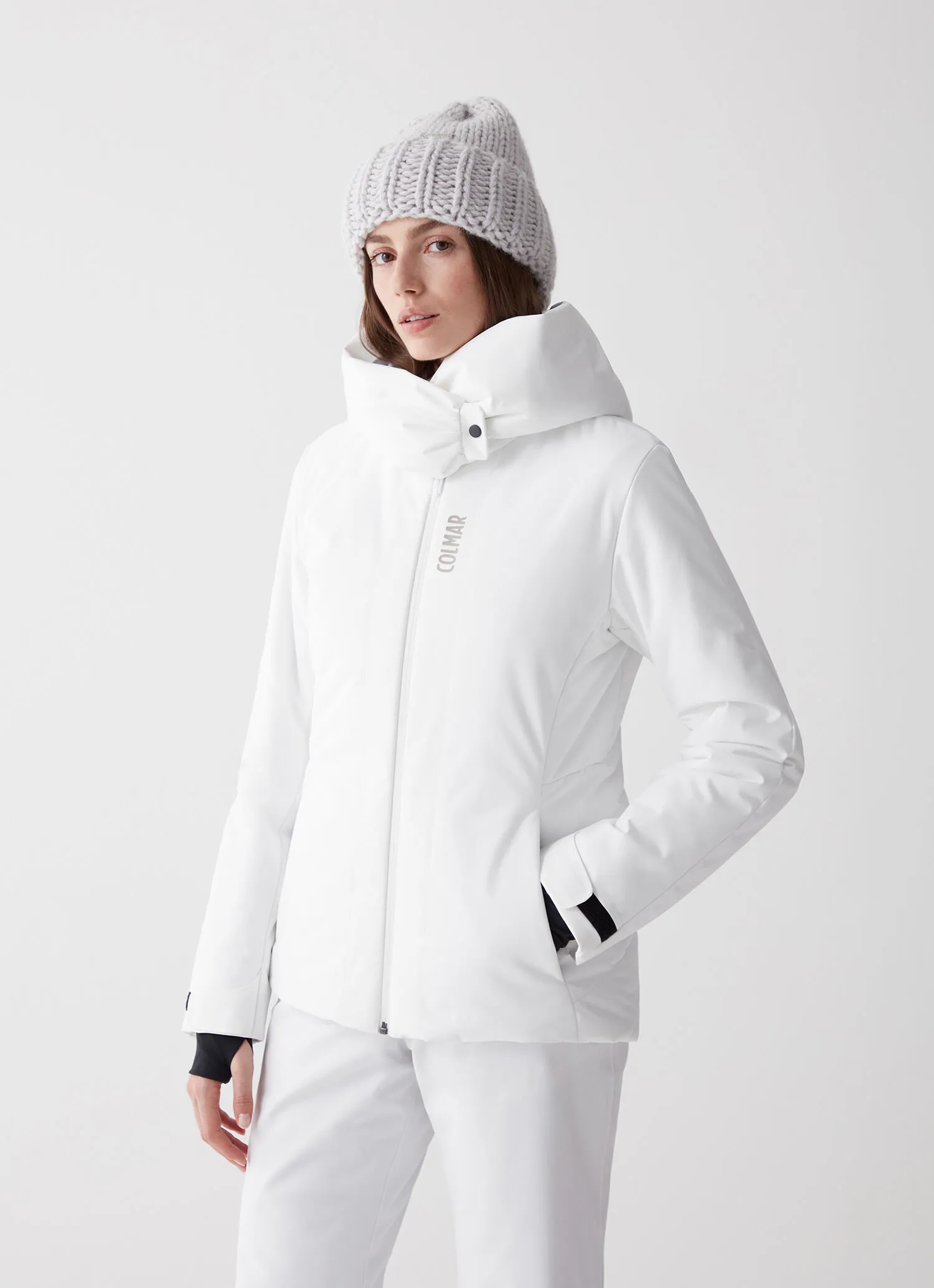 Stretch ski jacket with hood-collar