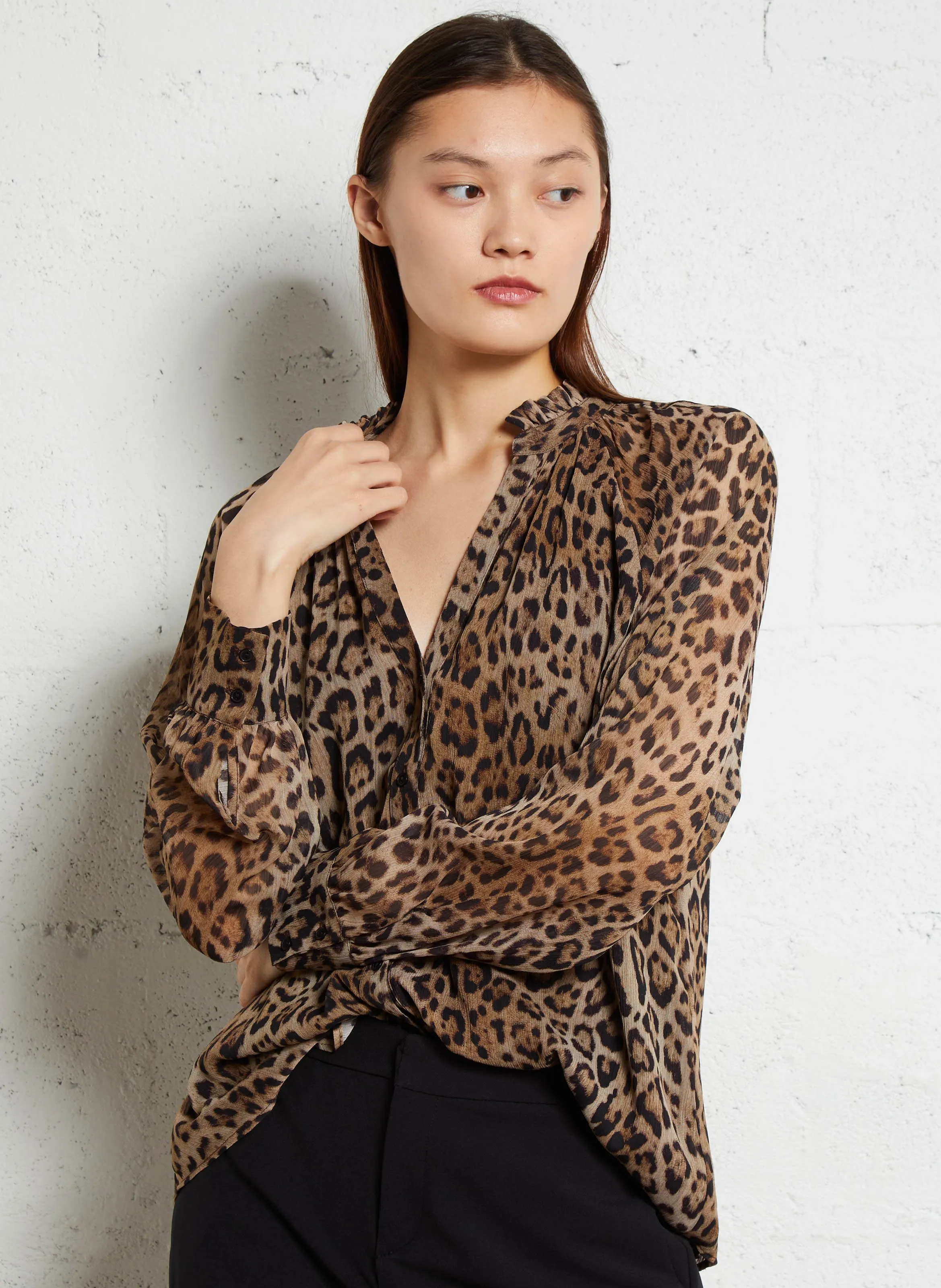  SUD EXPRESS   COSLOU - Camicia ampia stampata leopardata | Marrone