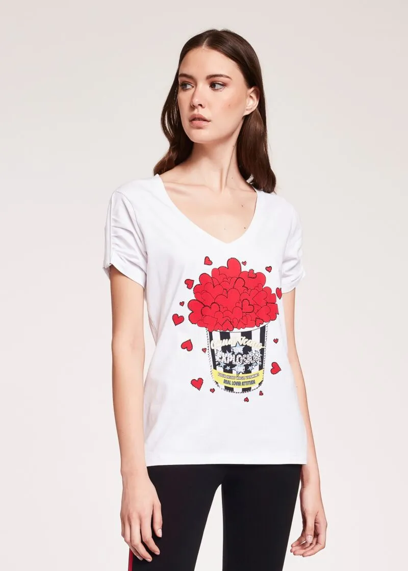 T-shirt con maniche arricciate