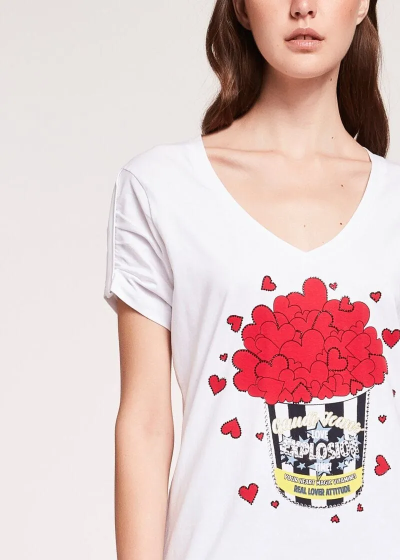 T-shirt con maniche arricciate