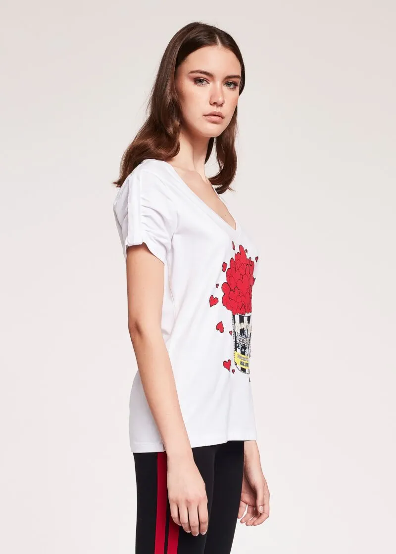 T-shirt con maniche arricciate