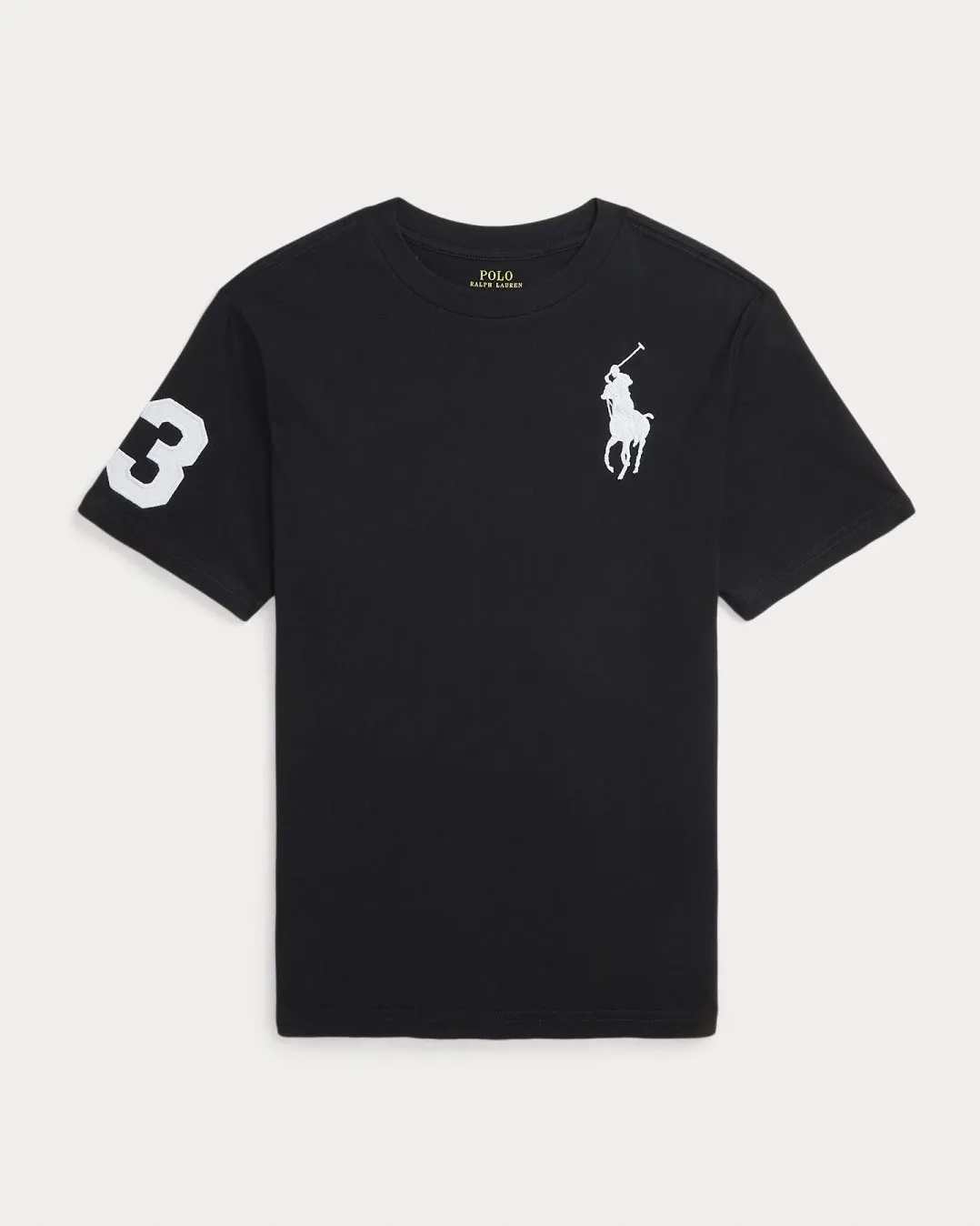 T-shirt nera in cotone a maniche corte con maxi pony bianco S-XL