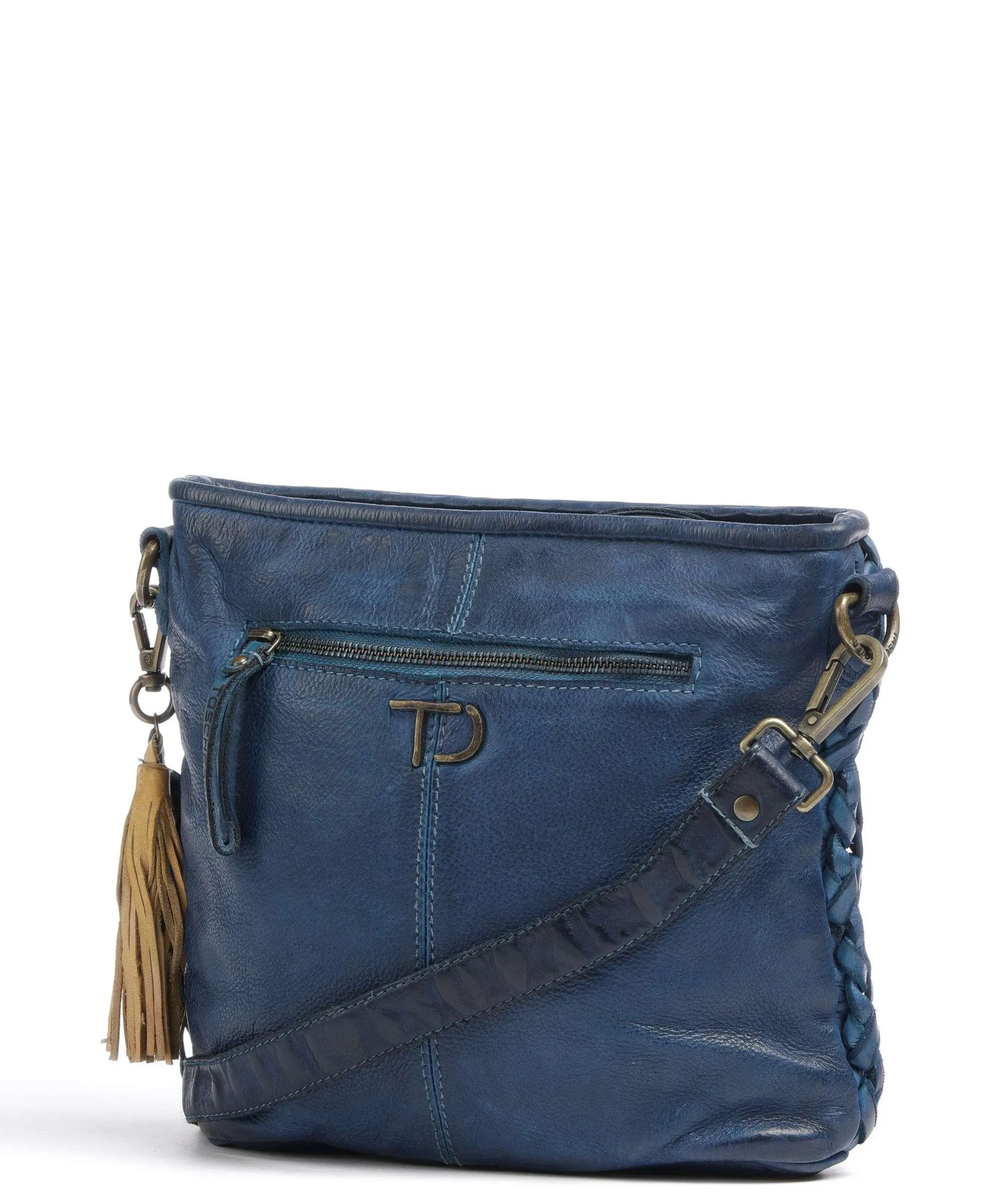  Taschendieb Wien Akademiestrasse 2 Borsa a tracolla pelle di vacchetta grana blu scuro  