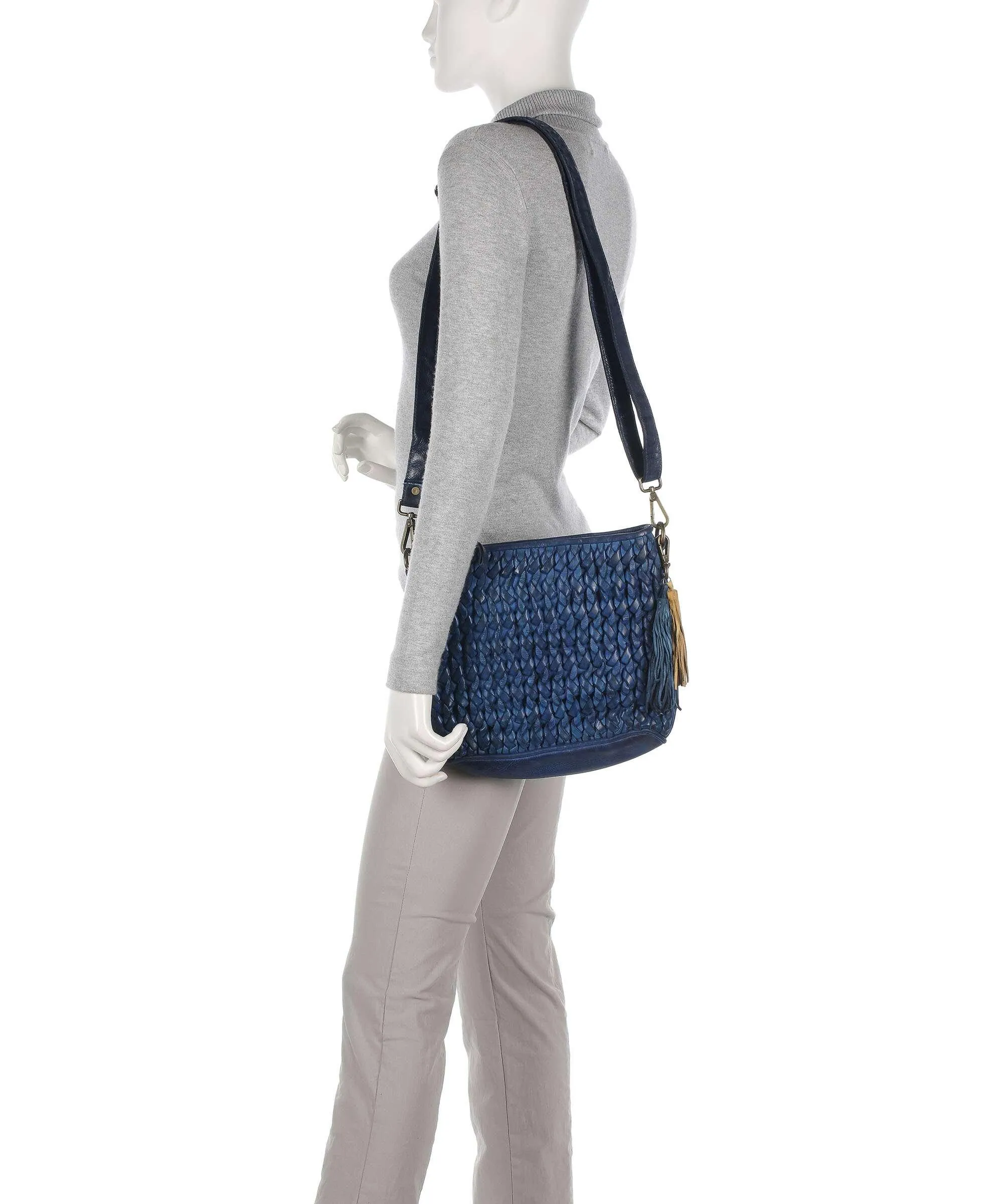  Taschendieb Wien Akademiestrasse 2 Borsa a tracolla pelle di vacchetta grana blu scuro  