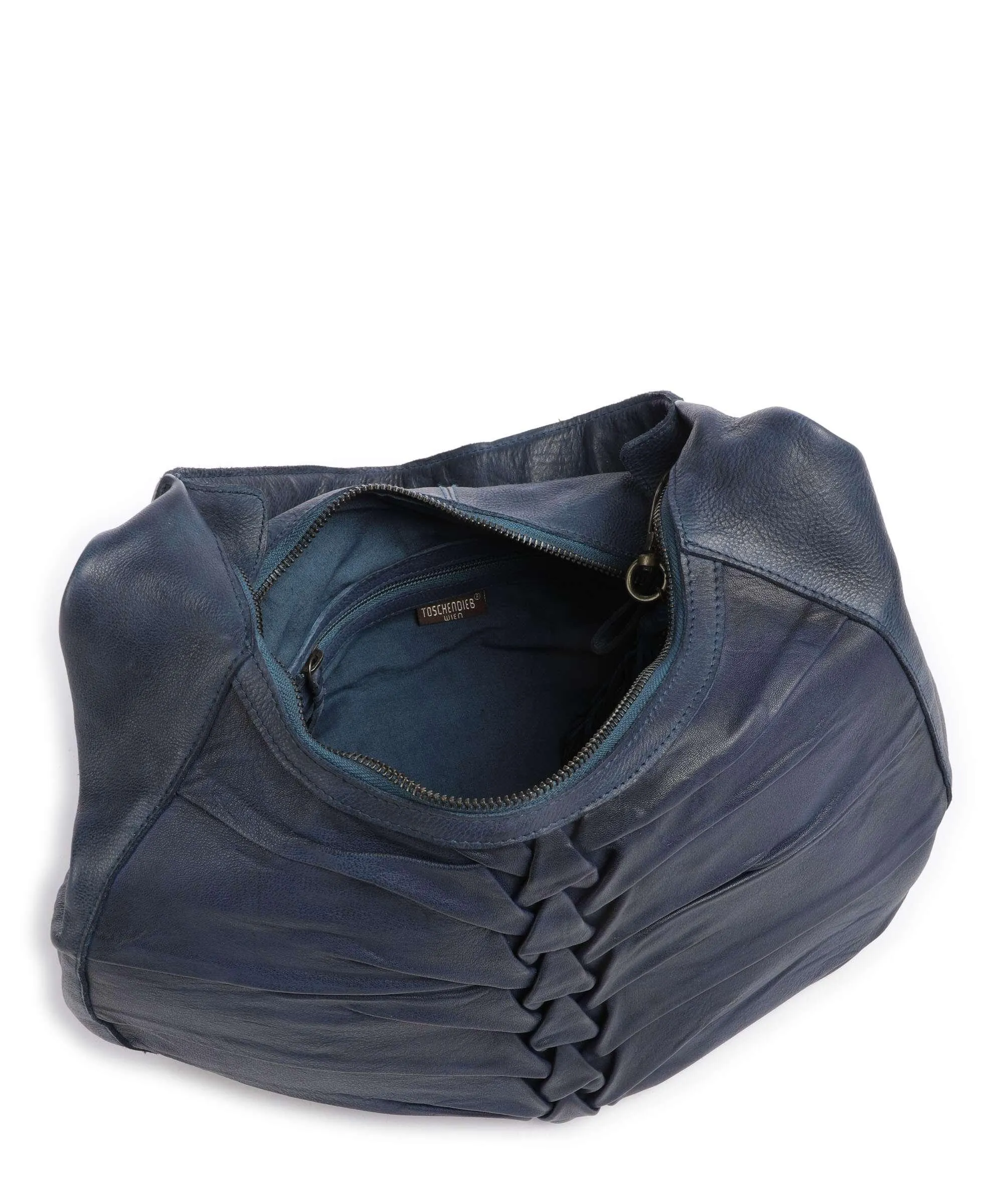  Taschendieb Wien Fischerstiege 1 Borsa hobo pelle di vacchetta grana blu scuro  