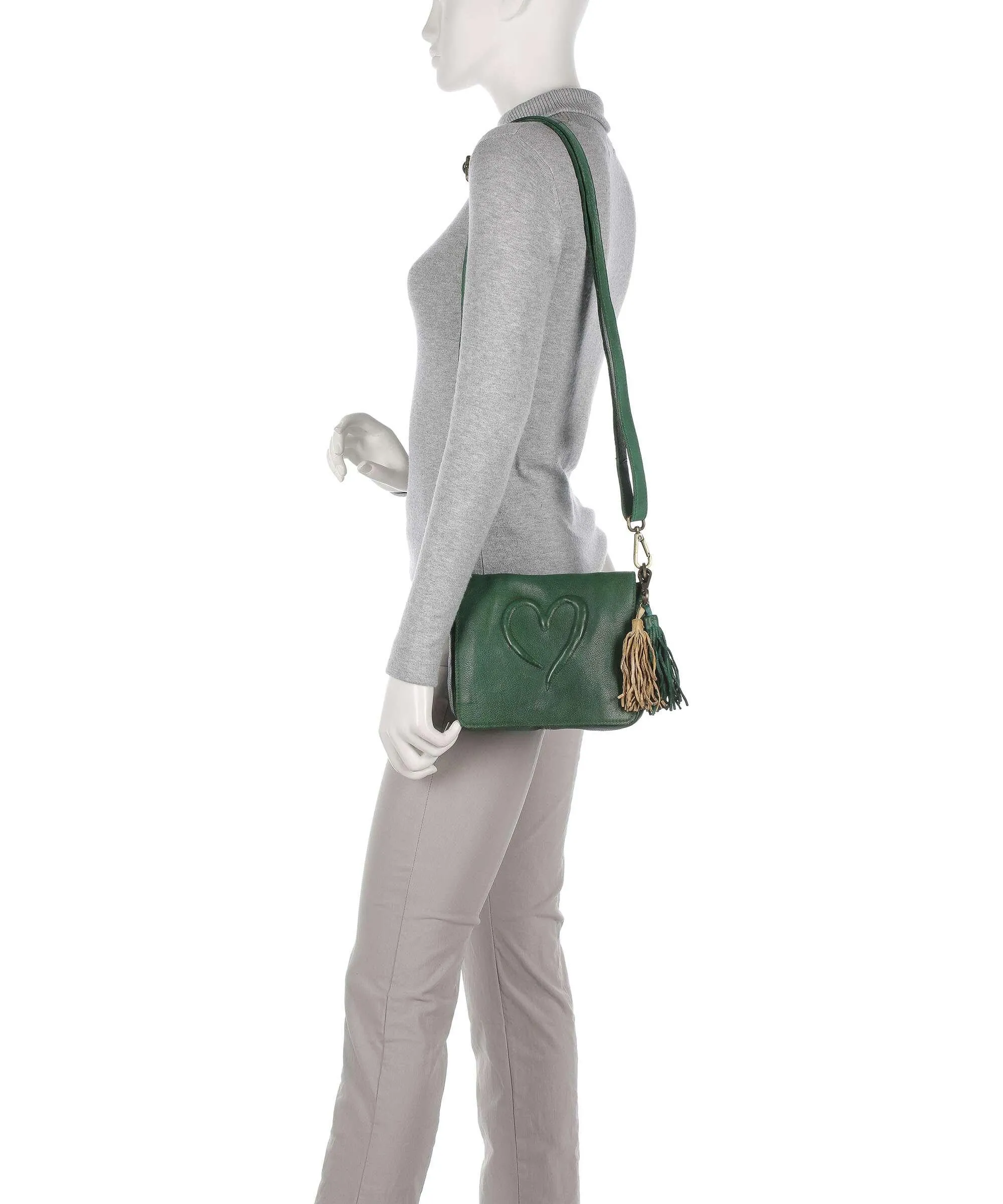  Taschendieb Wien Herzgasse 23 Borsa a tracolla pelle di vacchetta grana verde  
