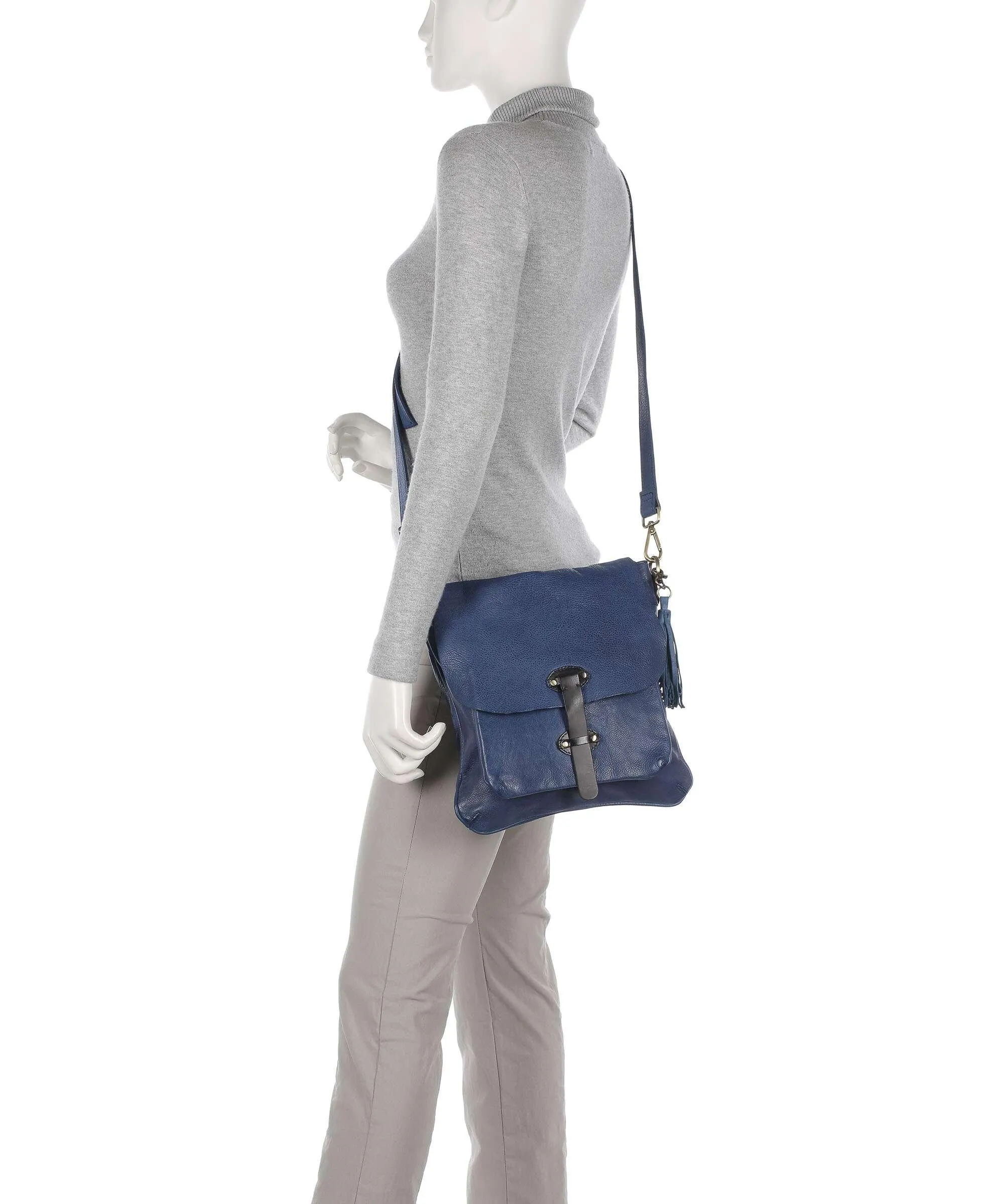  Taschendieb Wien Kohlmarkt 1 Borsa a spalla pelle di vacchetta grana blu scuro  