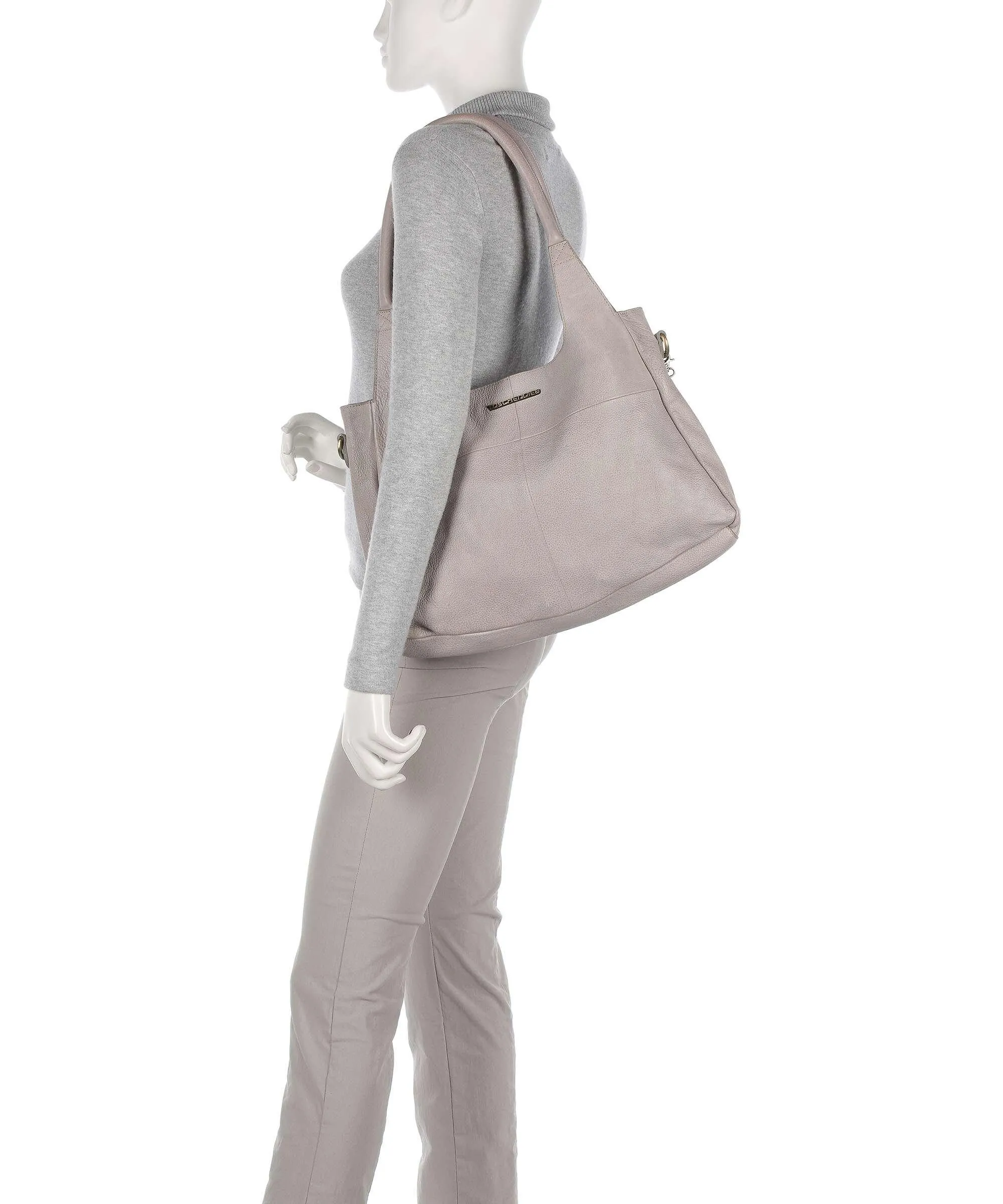  Taschendieb Wien Kohlmarkt 30 Borsa hobo pelle di vacchetta grana grigio chiaro  