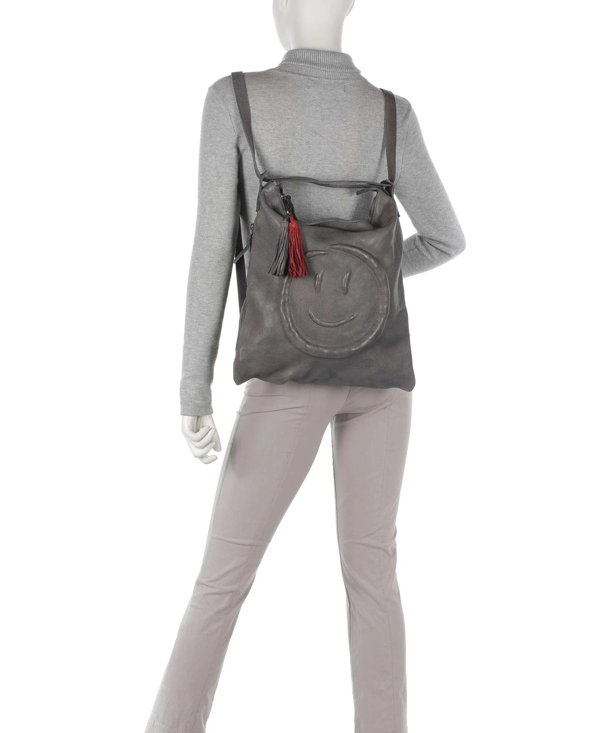  Taschendieb Wien Paradiesgarten 1 Borsa a zainetto pelle di vacchetta grana grigio  
